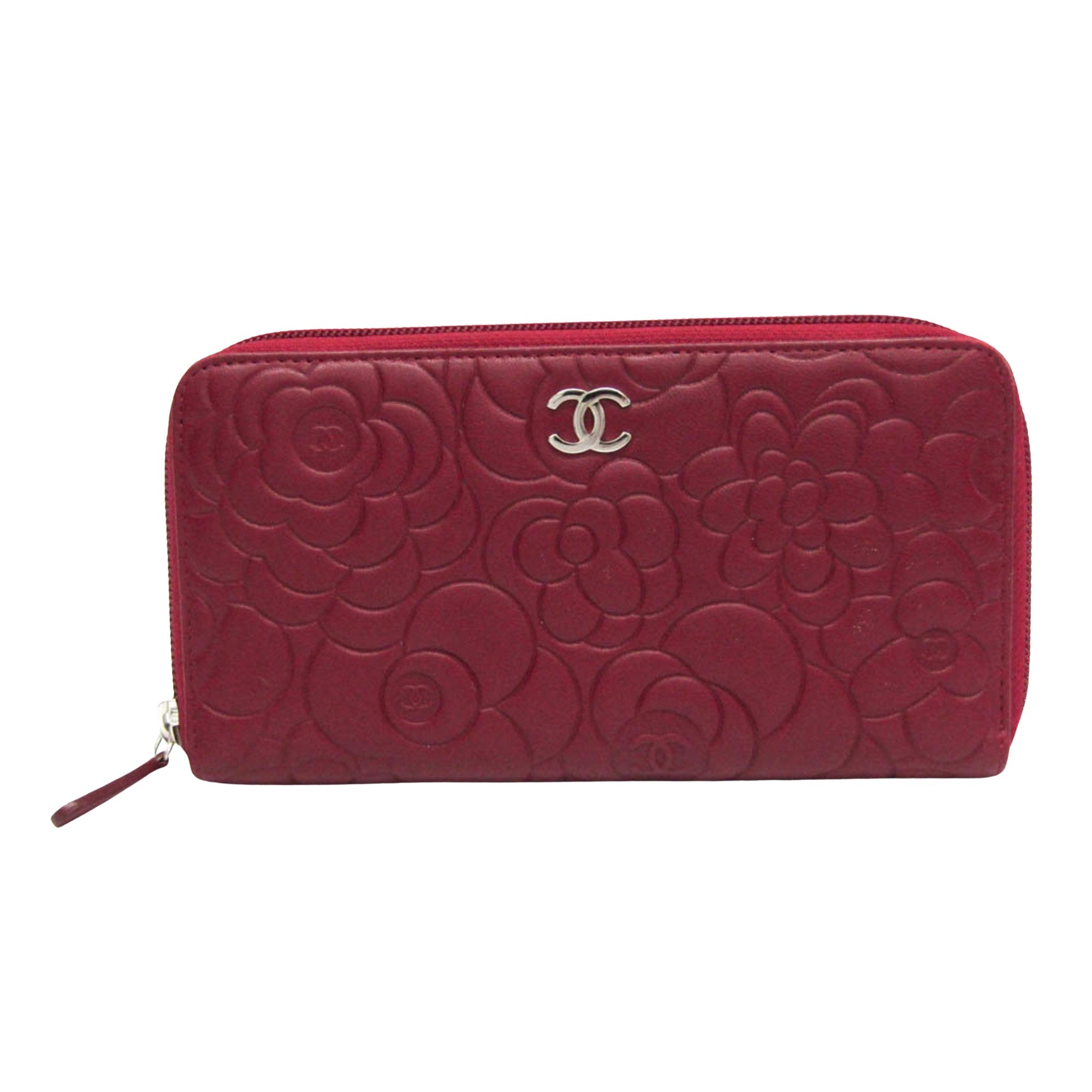 Chanel Camellia Burgundy Leather Wallet (Pre-Owned)