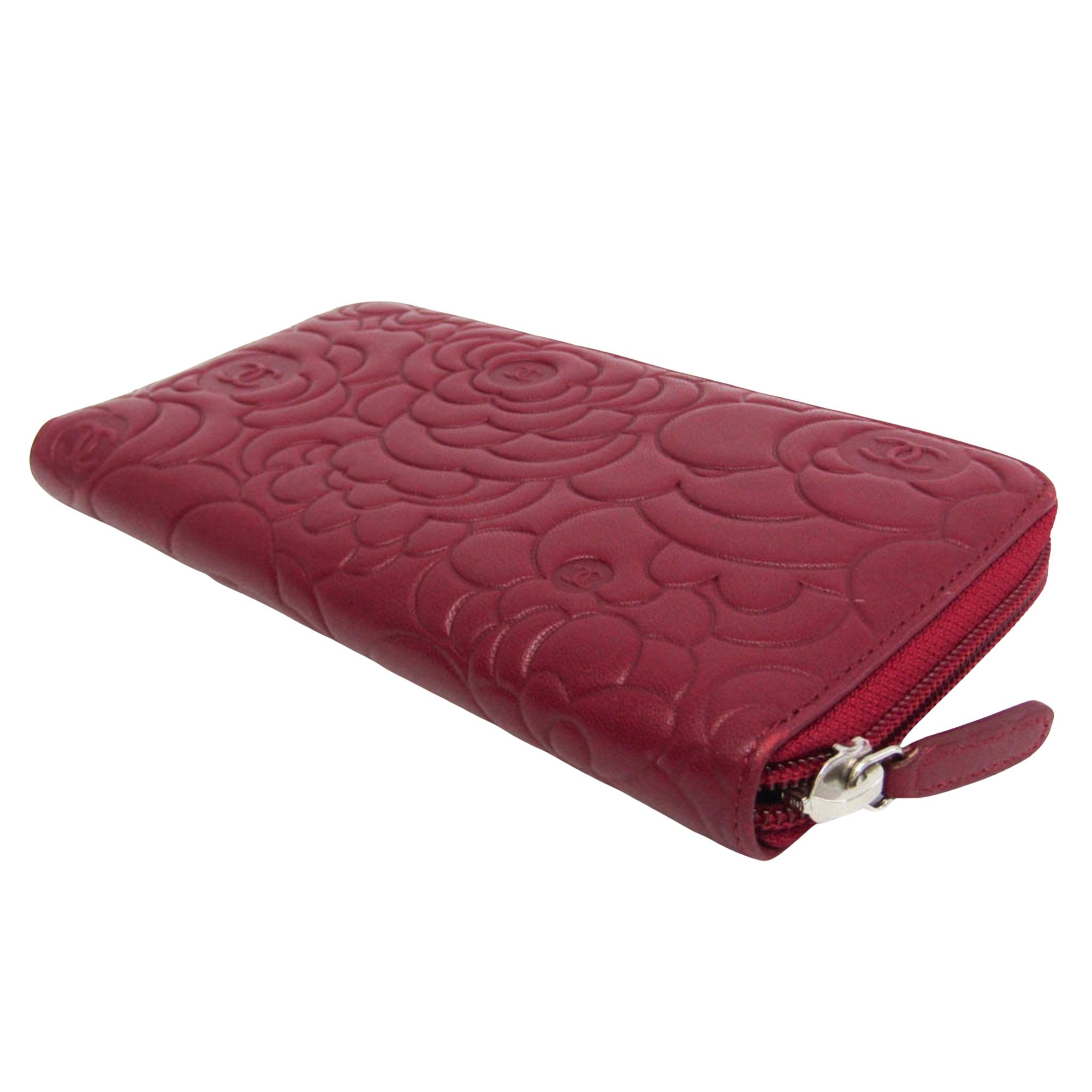 Chanel Camellia Burgundy Leather Wallet (Pre-Owned)