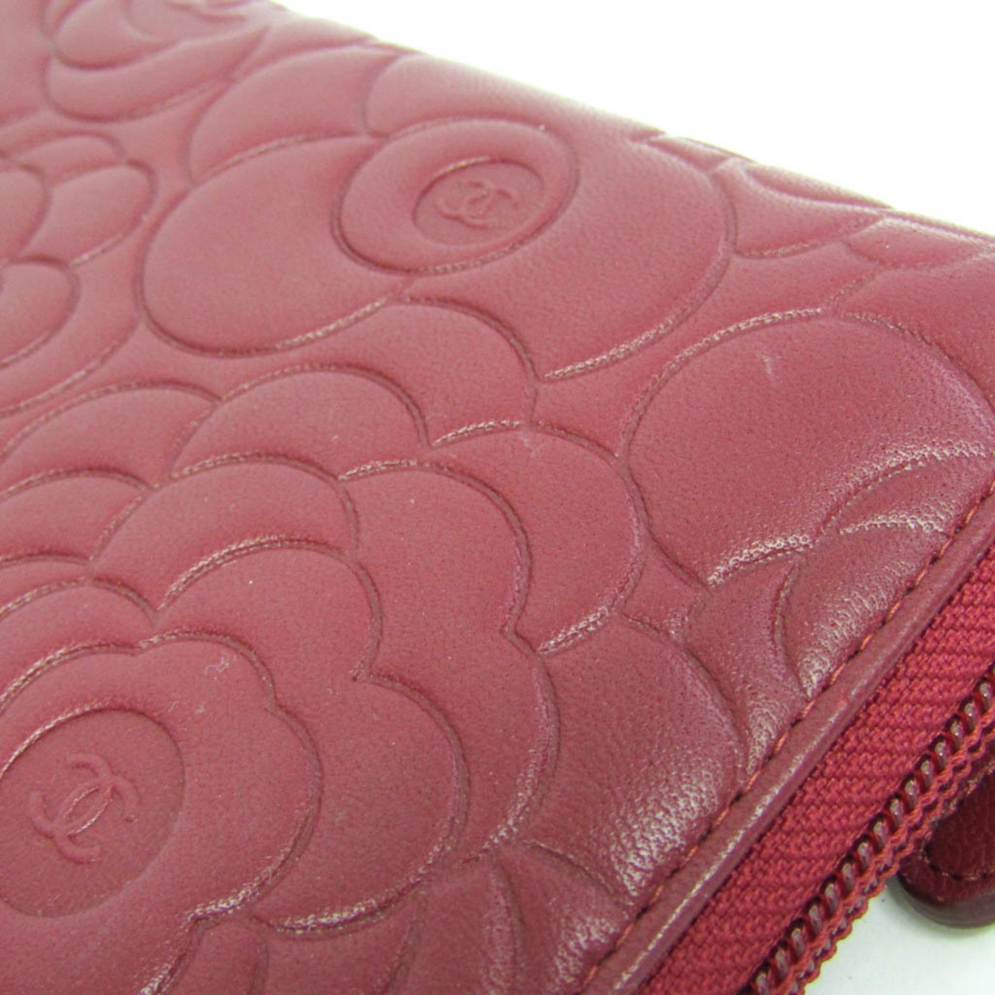 Chanel Camellia Burgundy Leather Wallet (Pre-Owned)