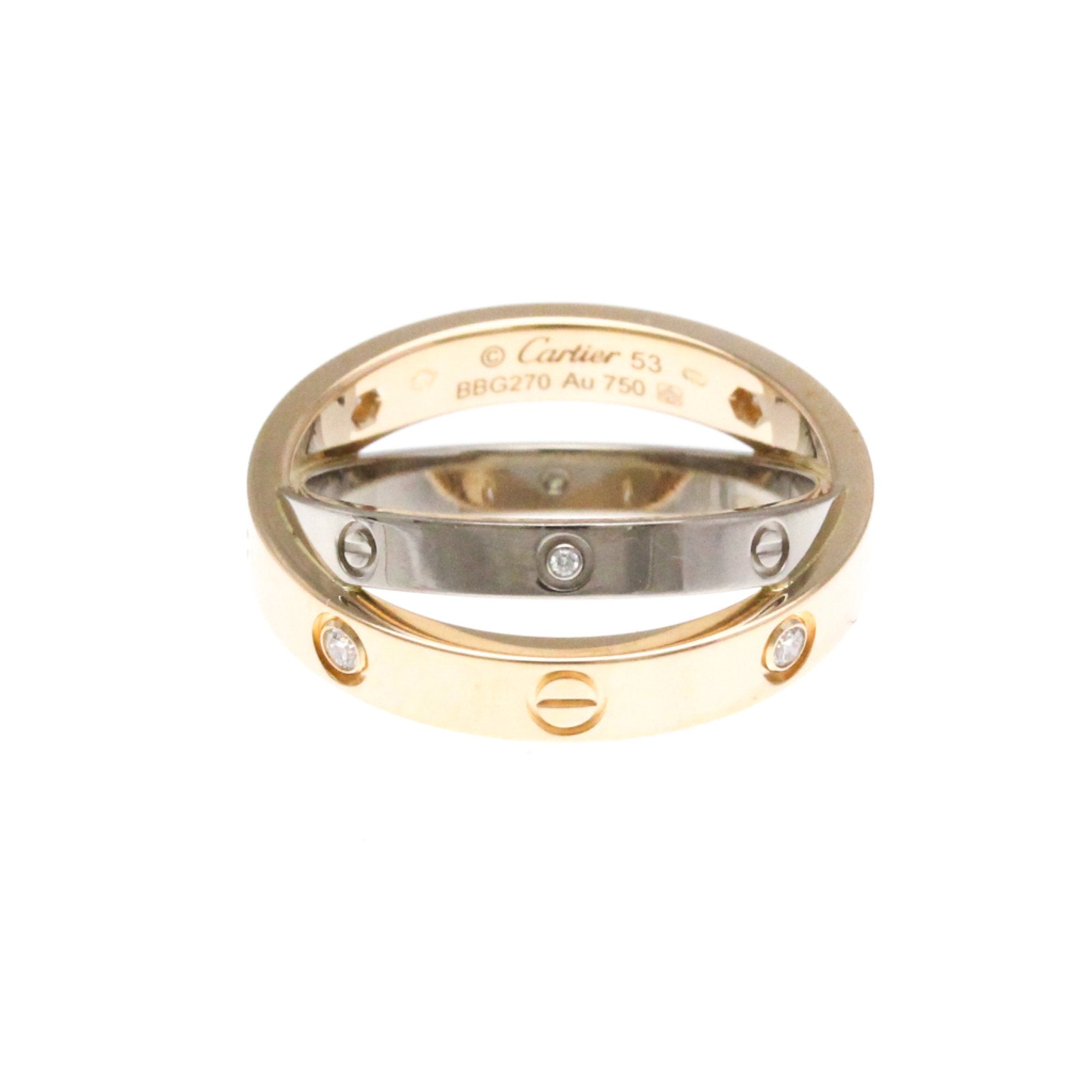 Cartier Love Silver Rose Gold Ring Jewelry (Pre-Owned)
