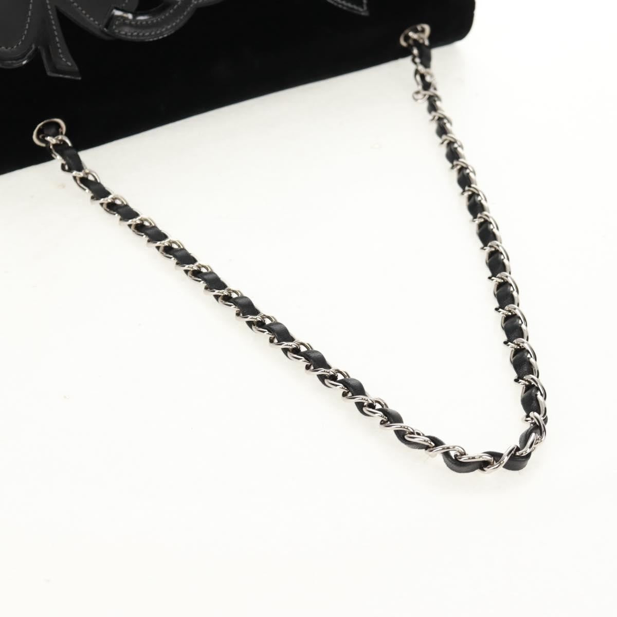 Chanel Camellia No.5 Chain Flap Velvet Black Velvet Shoulder Bag Bag (Pre-Owned)