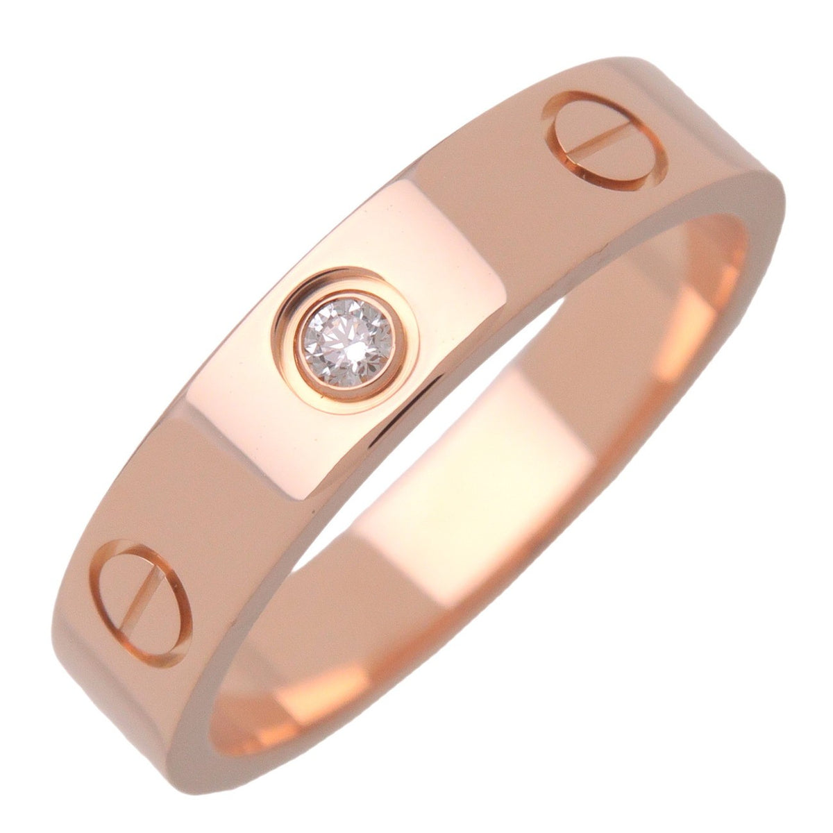 Cartier Love Wedding Band 1 Diamond 18K Rose Gold With Diamond Gold Rose_Gold Ring Jewelry (Pre-Owned)