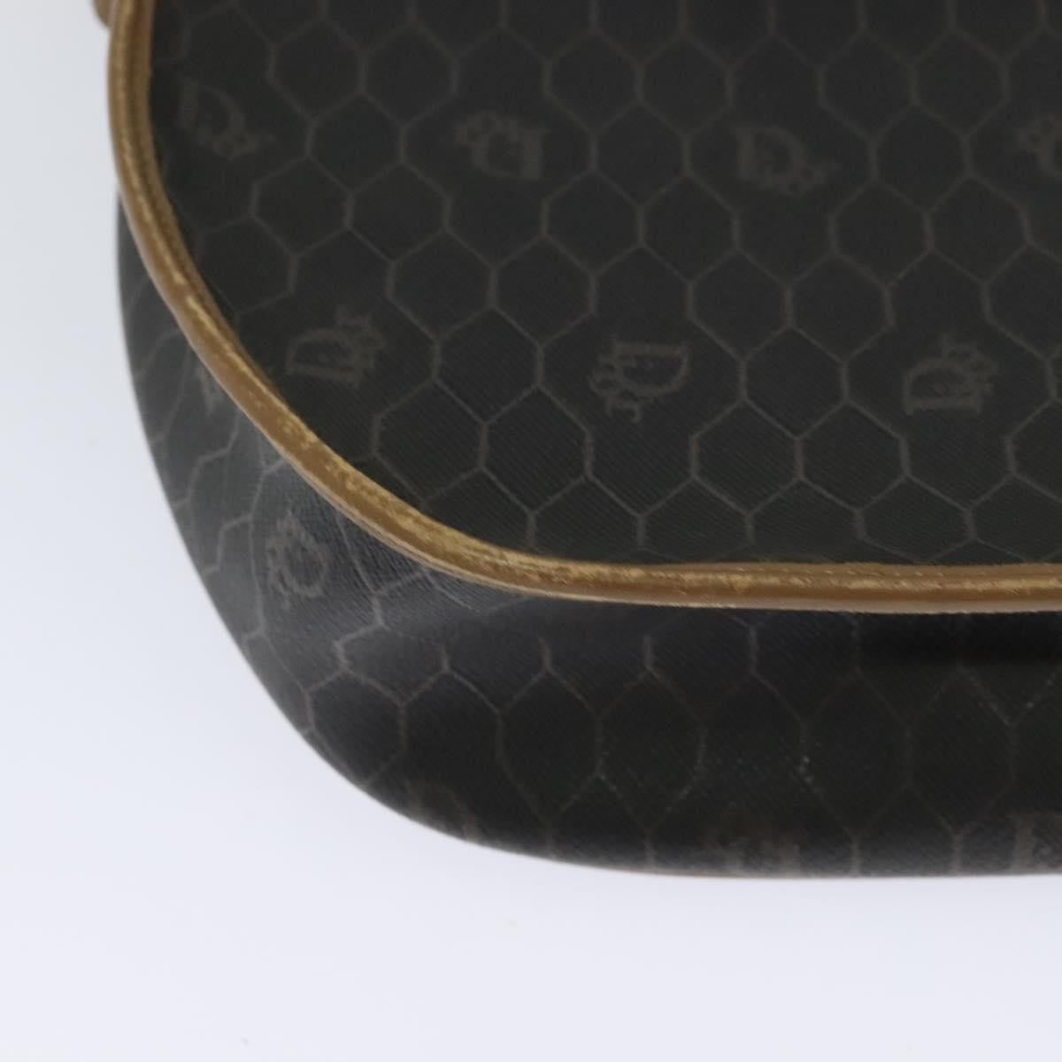 Christian Dior Vintage Honeycomb Flap Canvas And Leather Black Canvas Shoulder Bag Bag (Pre-Owned)