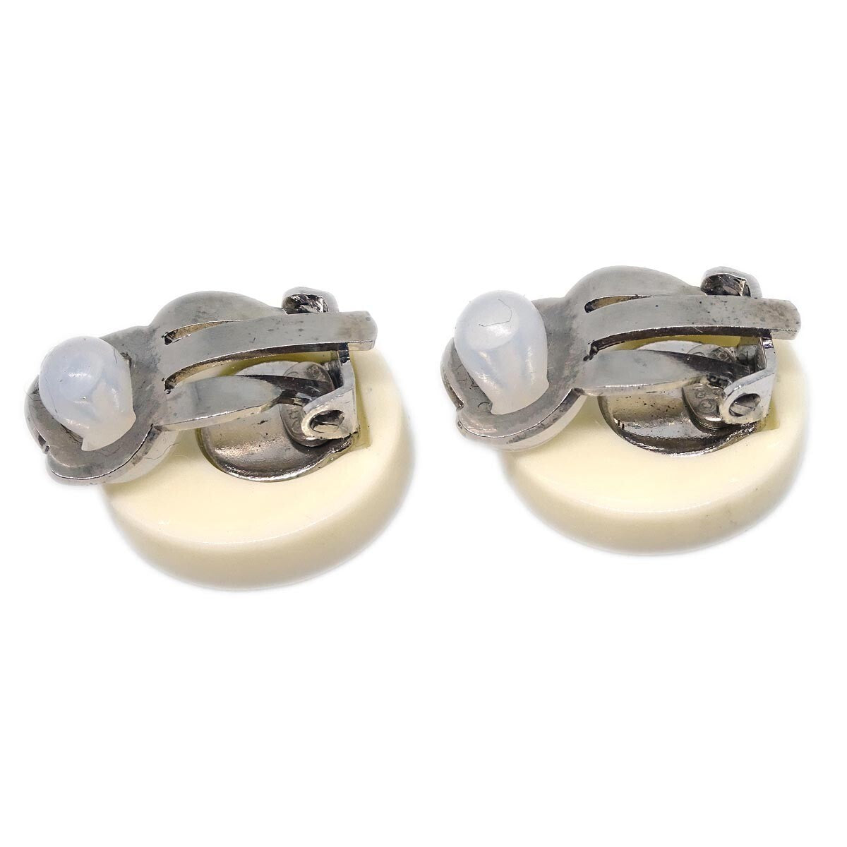 Chanel Vintage Cc Round Button Clip-On Metal Multicolour Metal Earrings Jewelry (Pre-Owned)