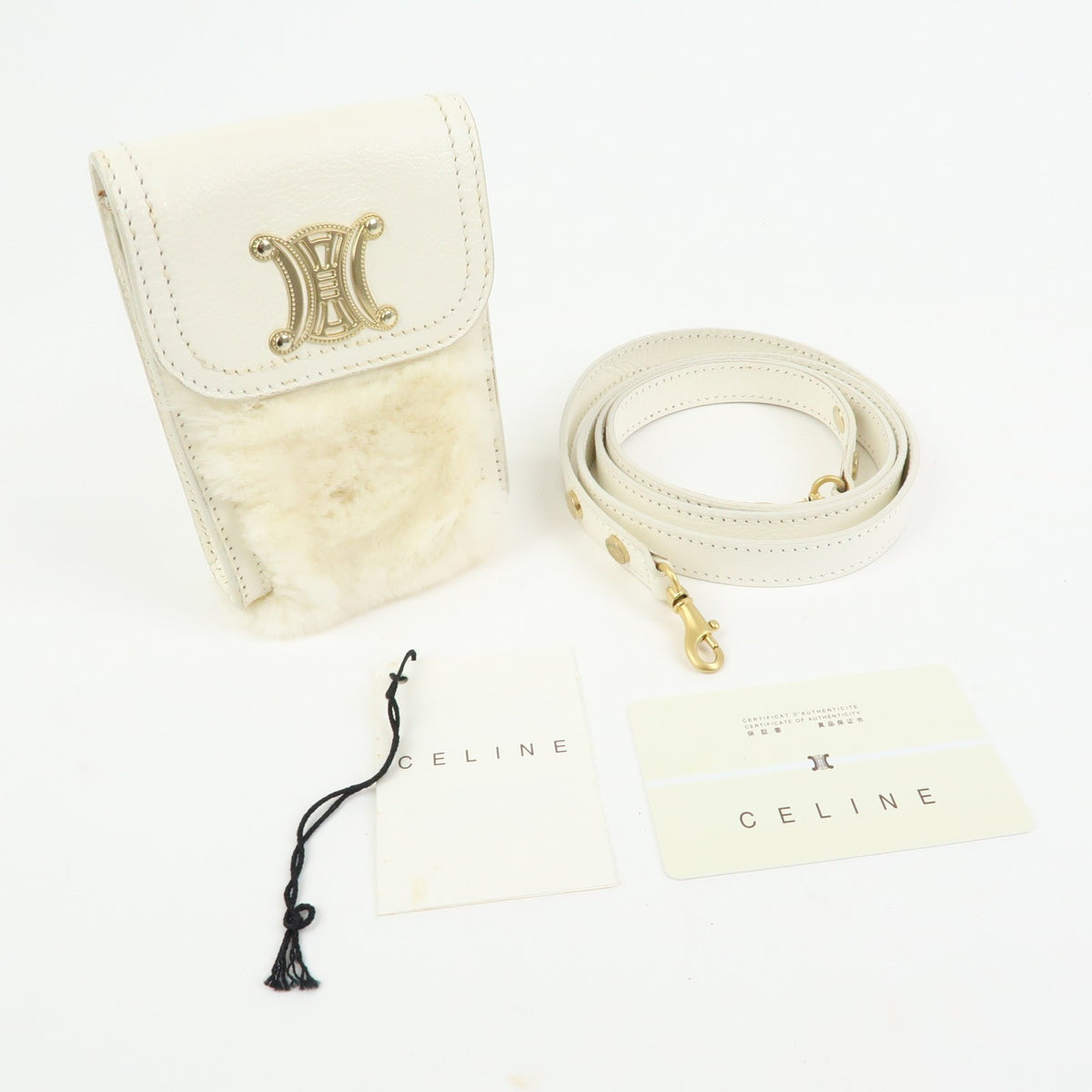 Celine Triomphe Leather Beige Leather Shoulder Bag Bag (Pre-Owned)