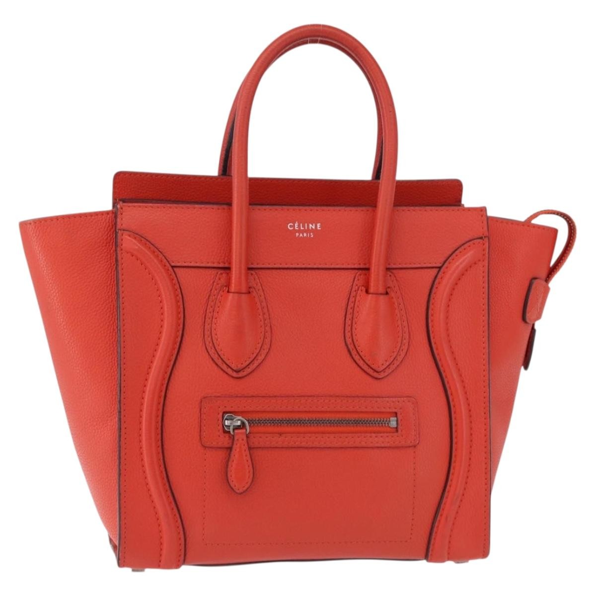 Celine Luggage Smooth Leather Red Leather Handbag (Pre-Owned)