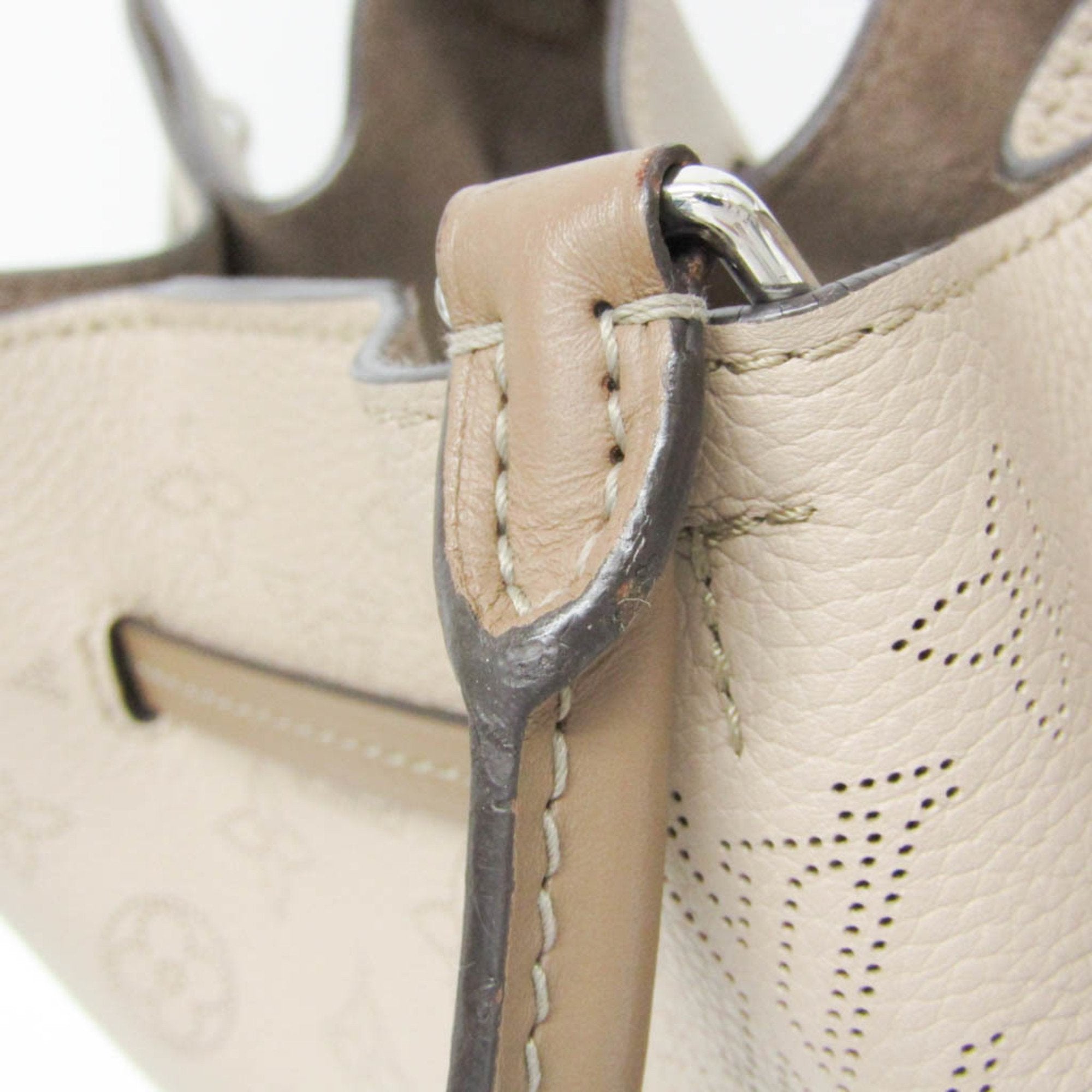 Louis Vuitton Mahina Ecru Leather Handbag (Pre-Owned)