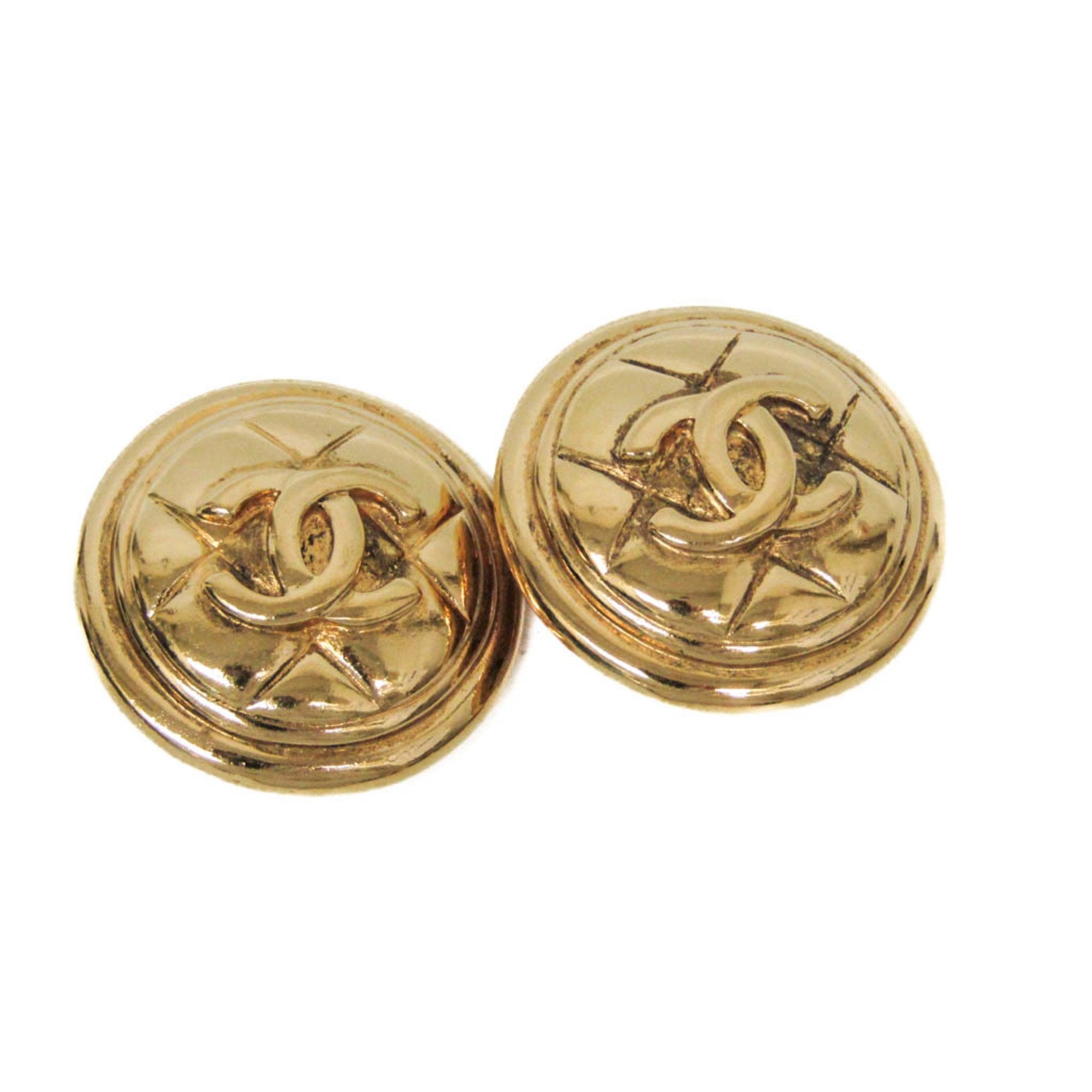 Chanel Coco Mark Gold Gold Plated Earring Jewelry (Pre-Owned)