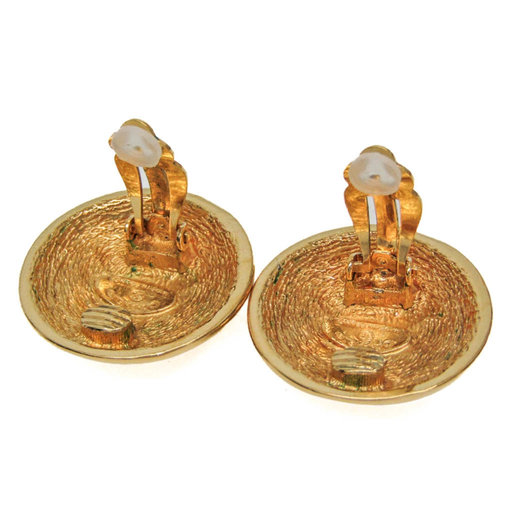 Chanel Coco Mark Gold Gold Plated Earring Jewelry (Pre-Owned)