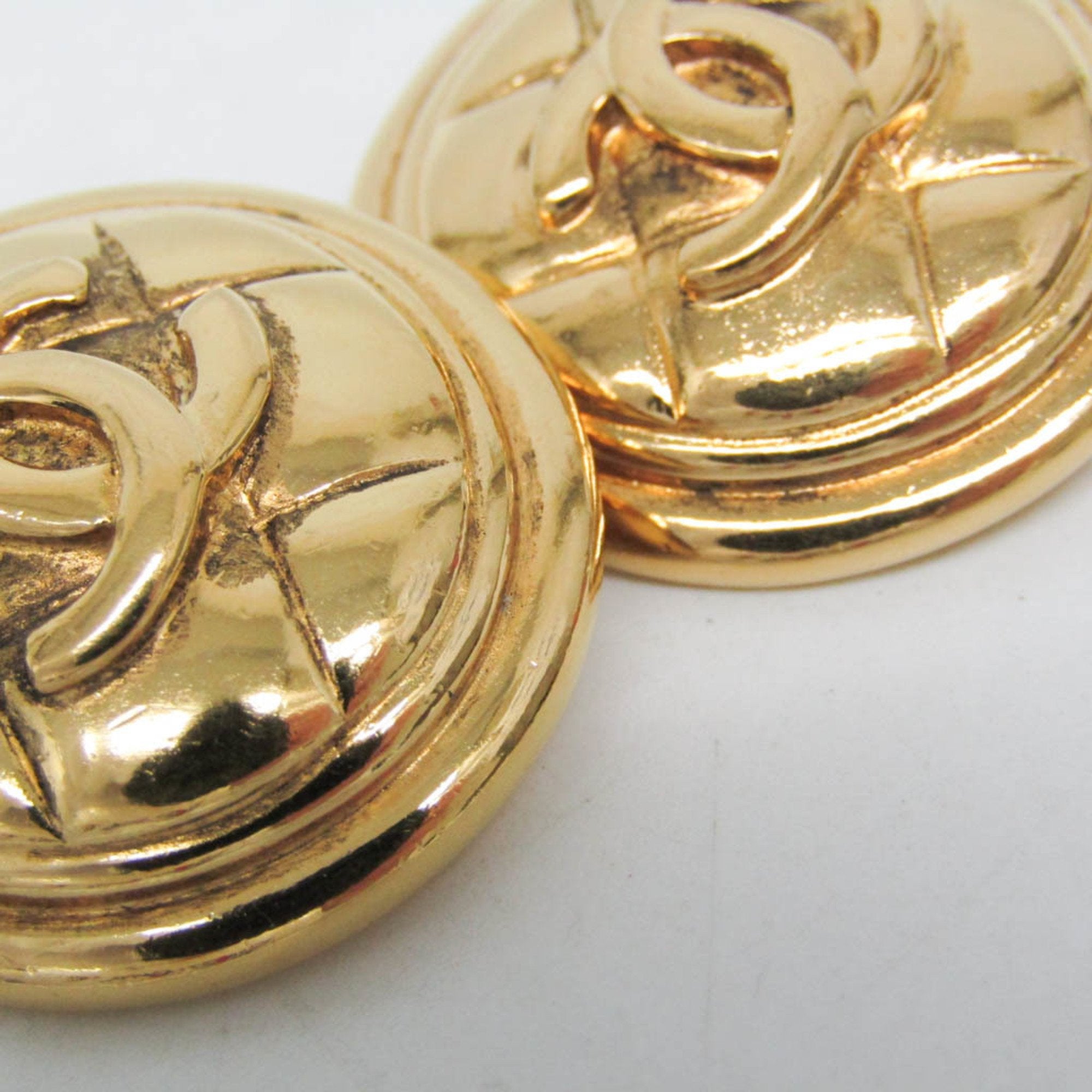 Chanel Coco Mark Gold Gold Plated Earring Jewelry (Pre-Owned)