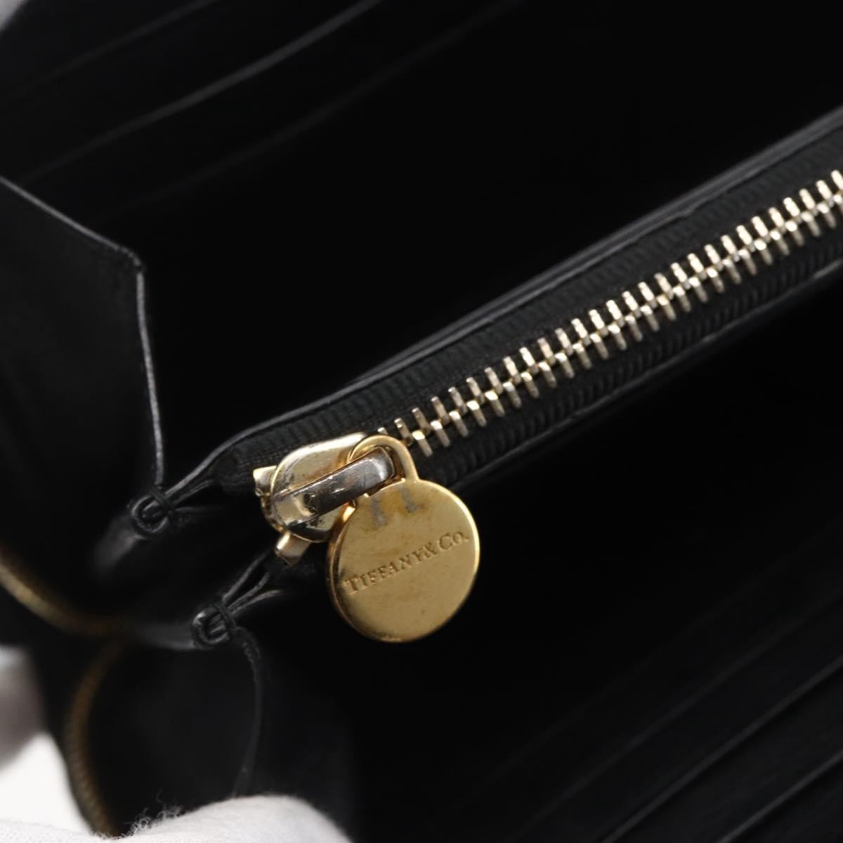 Tiffany & Co. Zip Around Leather Black Leather Wallets Accessory (Pre-Owned)