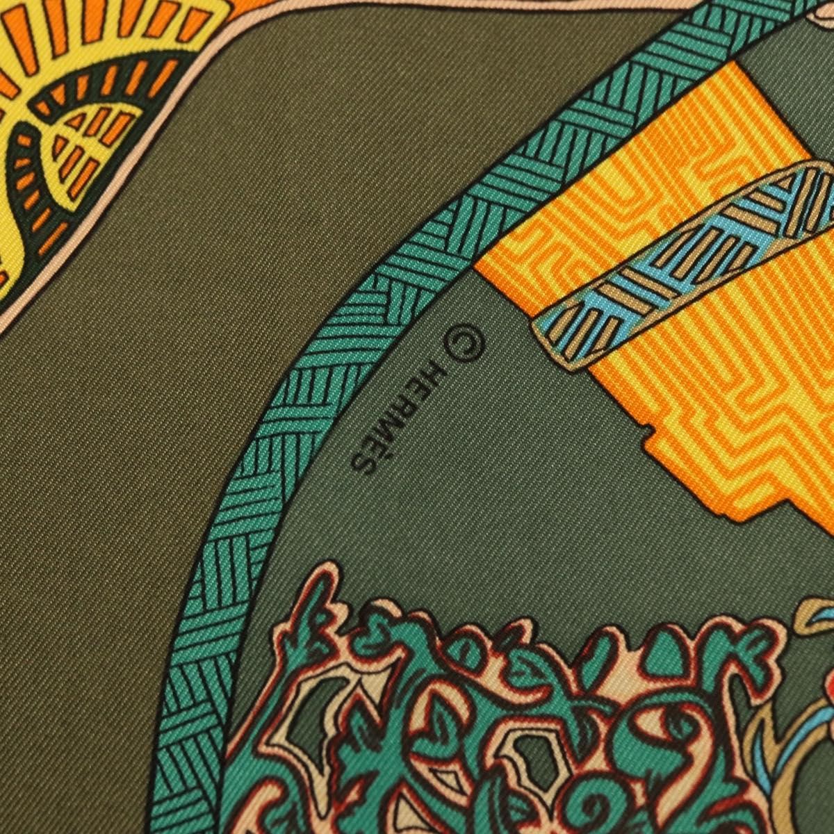 Hermes Carré 90 Silk Multicolor Khaki Silk Scarve & Shawl Accessory (Pre-Owned)