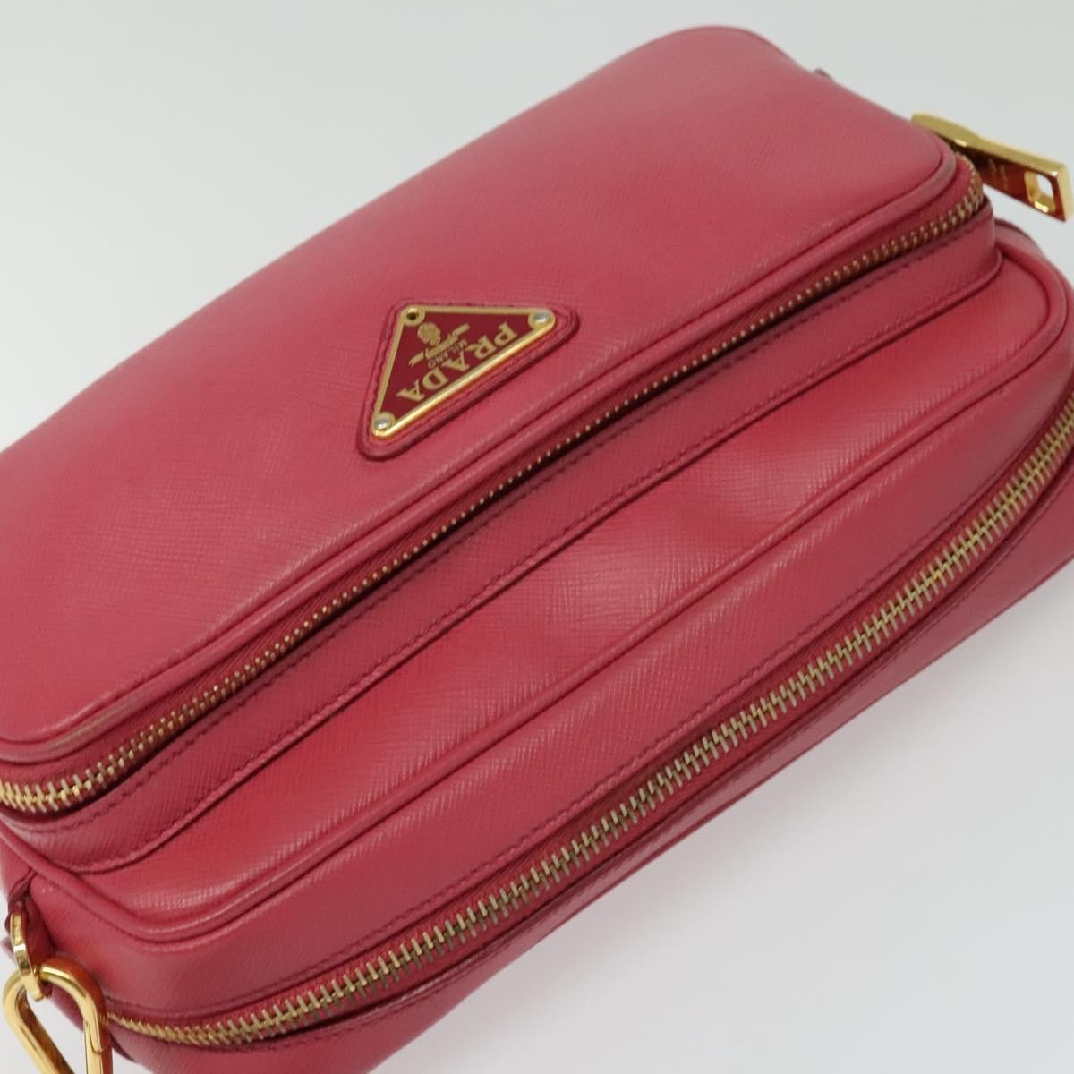 Prada Front Pocket Saffiano Leather Pink Leather Shoulder Bag Bag (Pre-Owned)