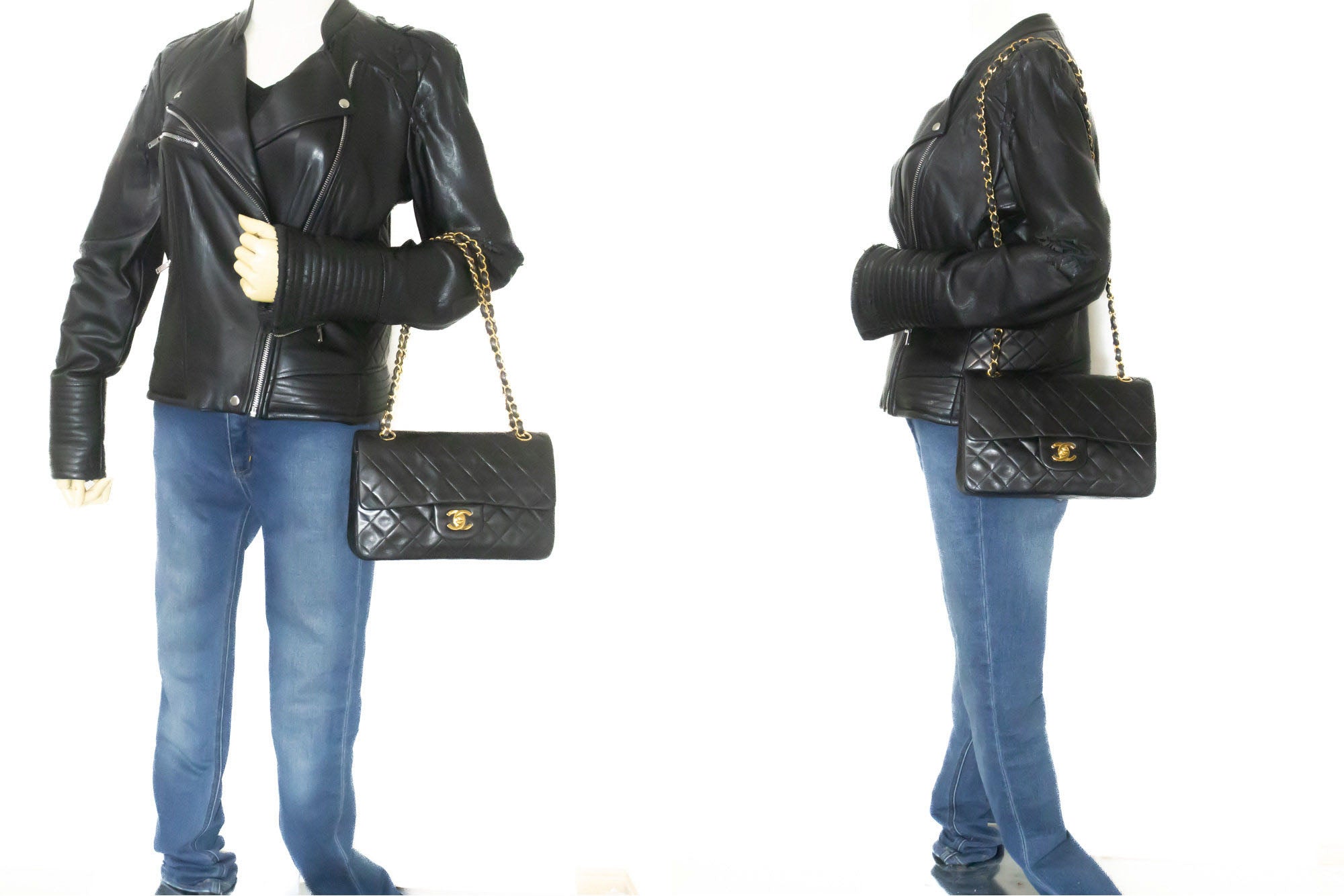 Chanel Timeless 23 Black Leather Shoulder Bag (Pre-Owned)