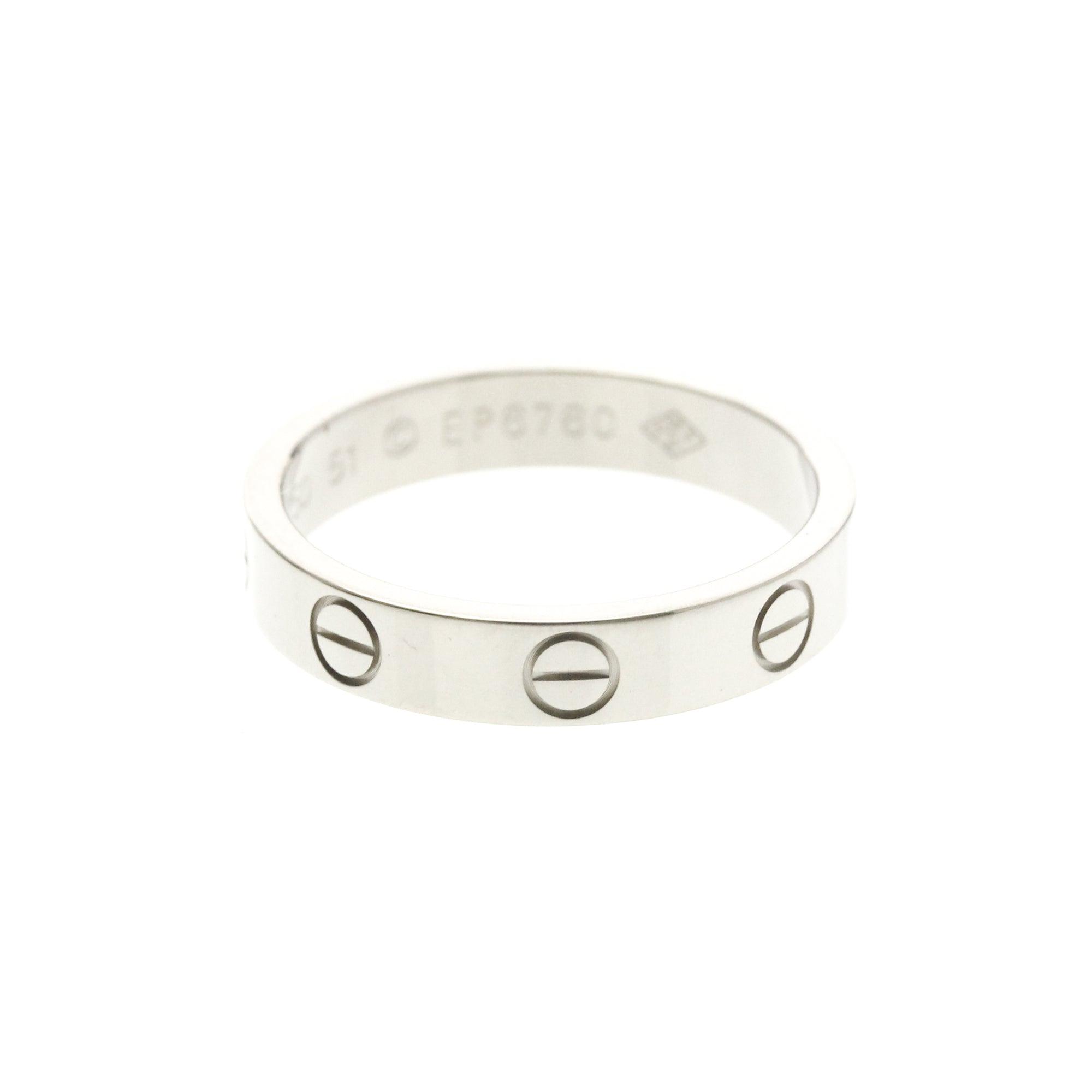 Cartier Love Band 18K White Gold Silver White_Gold Ring Jewelry (Pre-Owned)