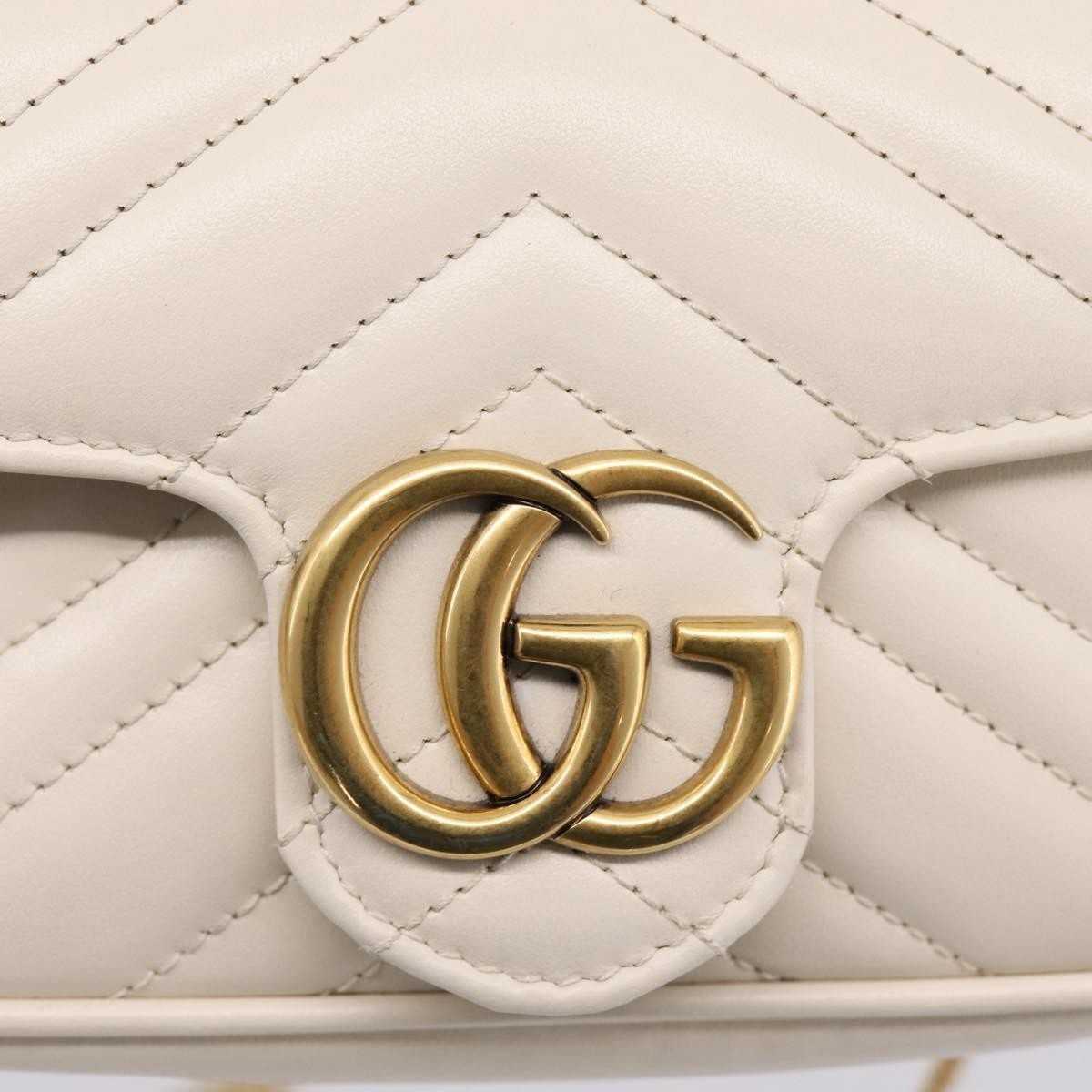 Gucci Gg Marmont Flap Chain Gg Coated Canvas And Leather Beige Leather Shoulder Bag Bag (Pre-Owned)
