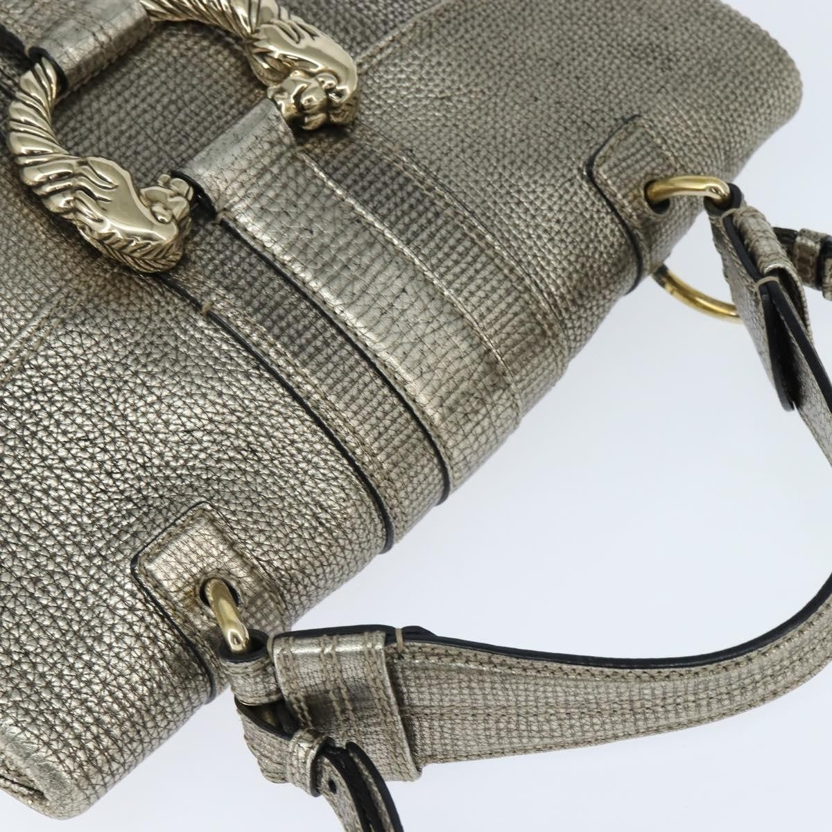 Bvlgari Leoni Top Handle Leather Silver Leather Handbag (Pre-Owned)