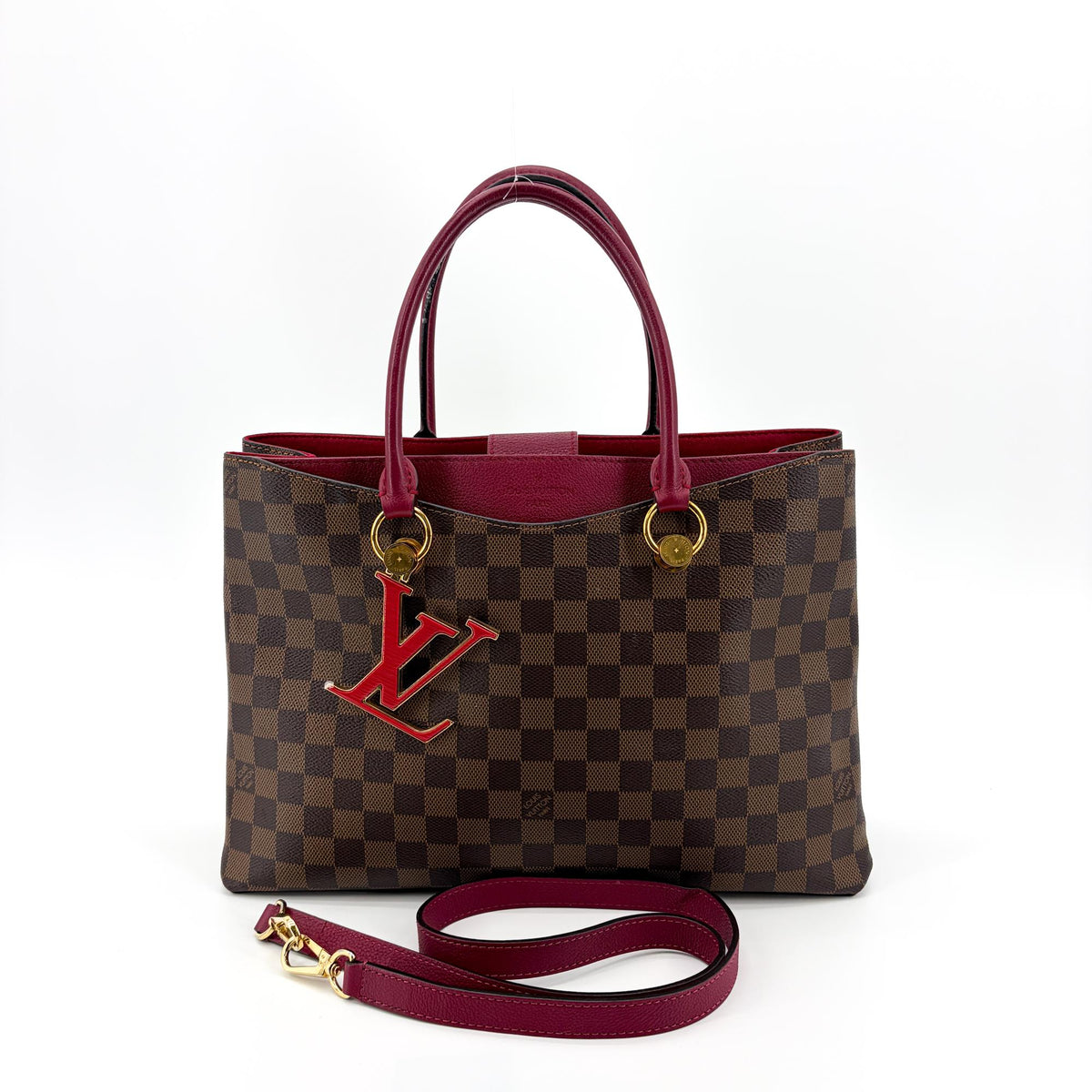 Louis Vuitton Lv Riverside Damier With Leather Brown Canvas Handbag (Pre-Owned)