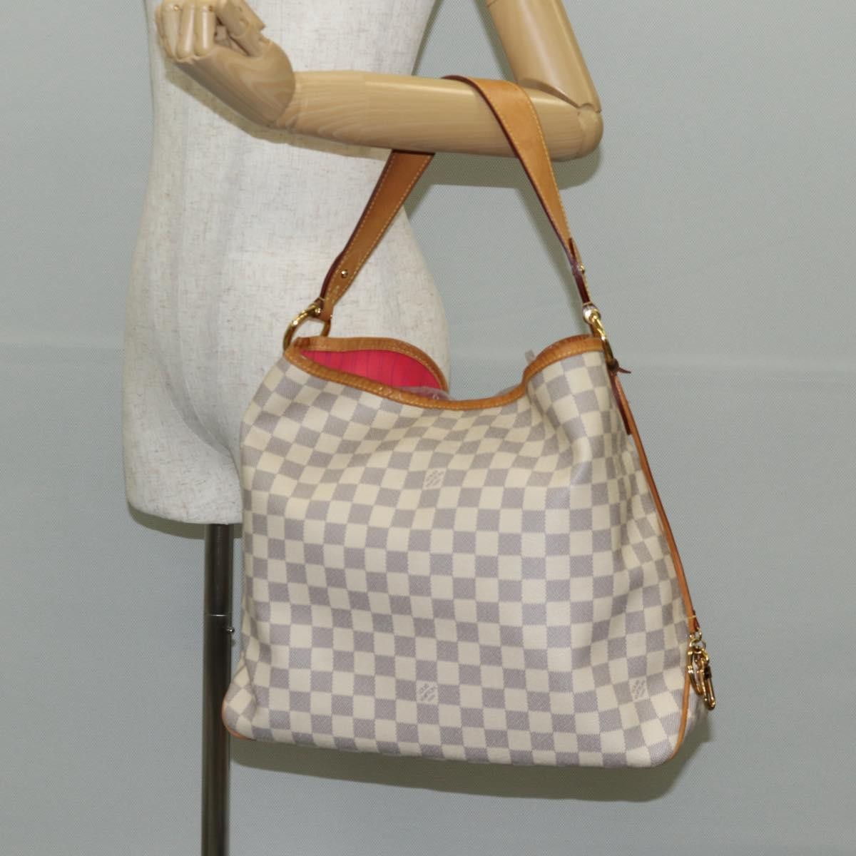 Louis Vuitton Delightful Nm Damier Ebene White Canvas Bag (Pre-Owned)