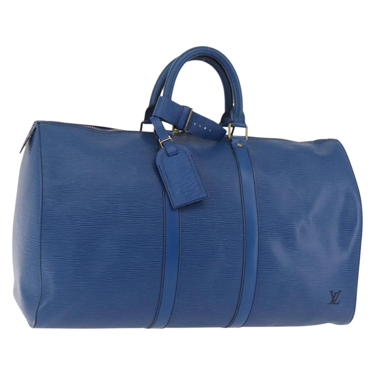 Louis Vuitton Keepall Epi Leather Blue Leather Travel Bag Bag (Pre-Owned)