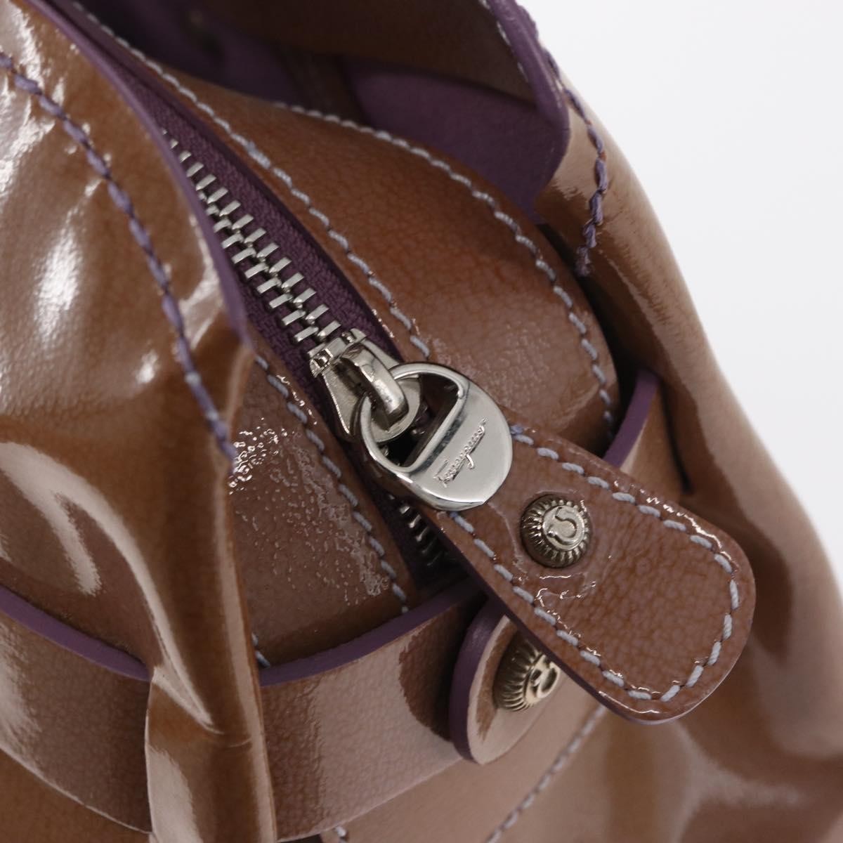 Salvatore Ferragamo Vintage Patent Leather Purple Patent_Leather Handbag (Pre-Owned)