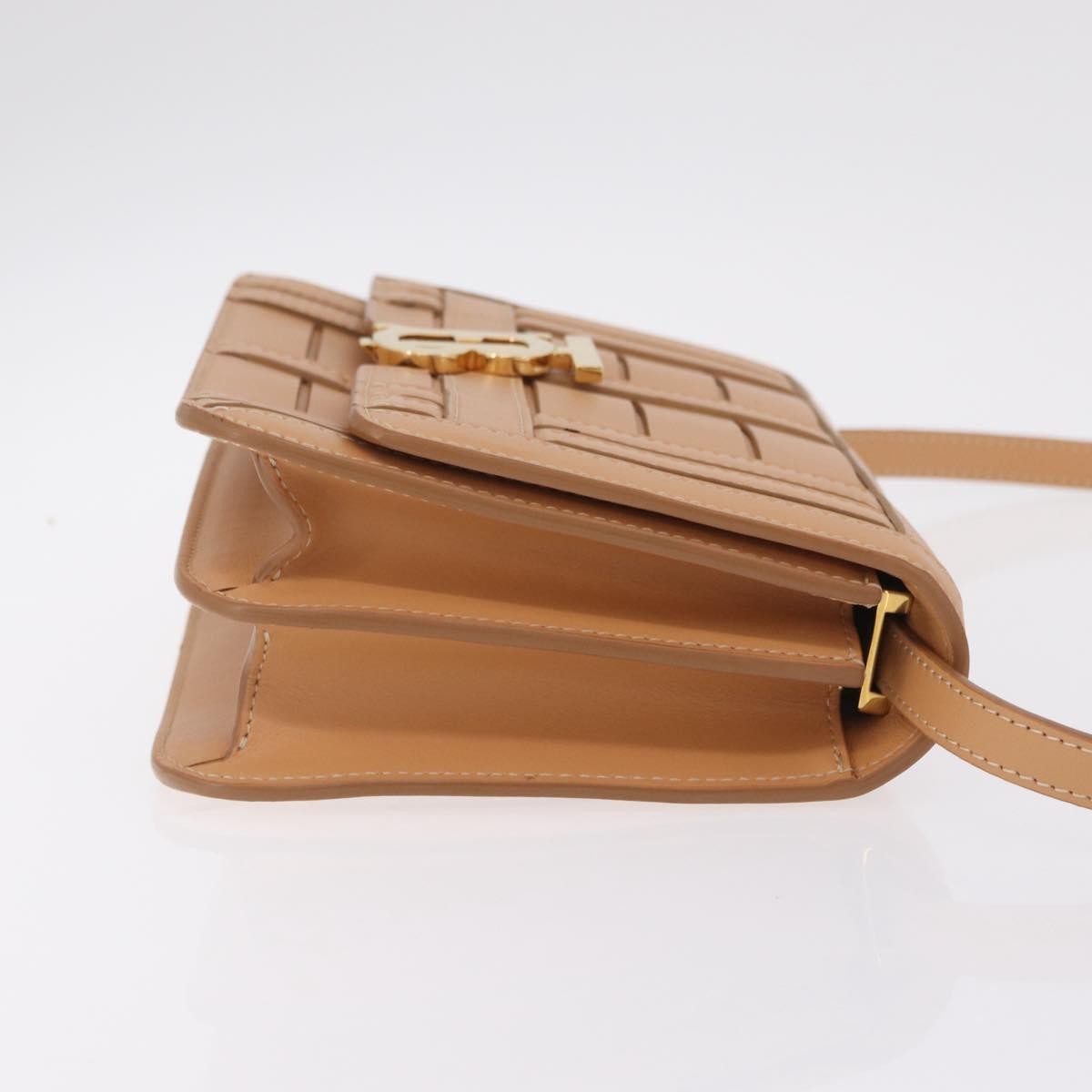 Burberry Tb Flap Woven Leather Beige Leather Handbag (Pre-Owned)