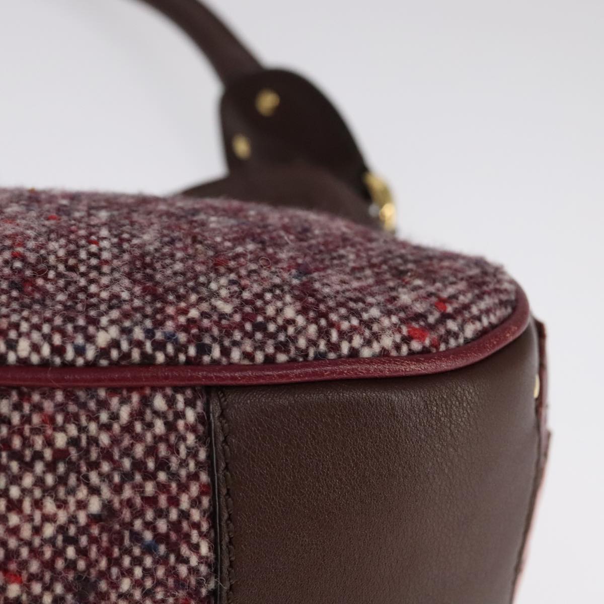 Céline Burgundy Tweed Shoulder Bag (Pre-Owned)