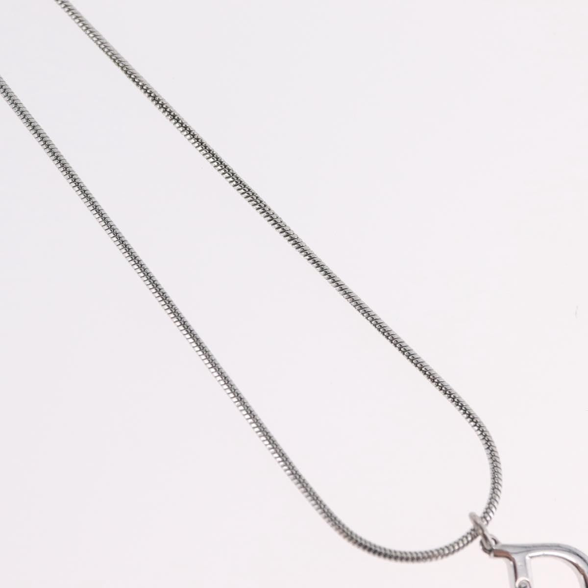 Christian Dior D Logo Pendant Metal Silver Metal Necklace Jewelry (Pre-Owned)