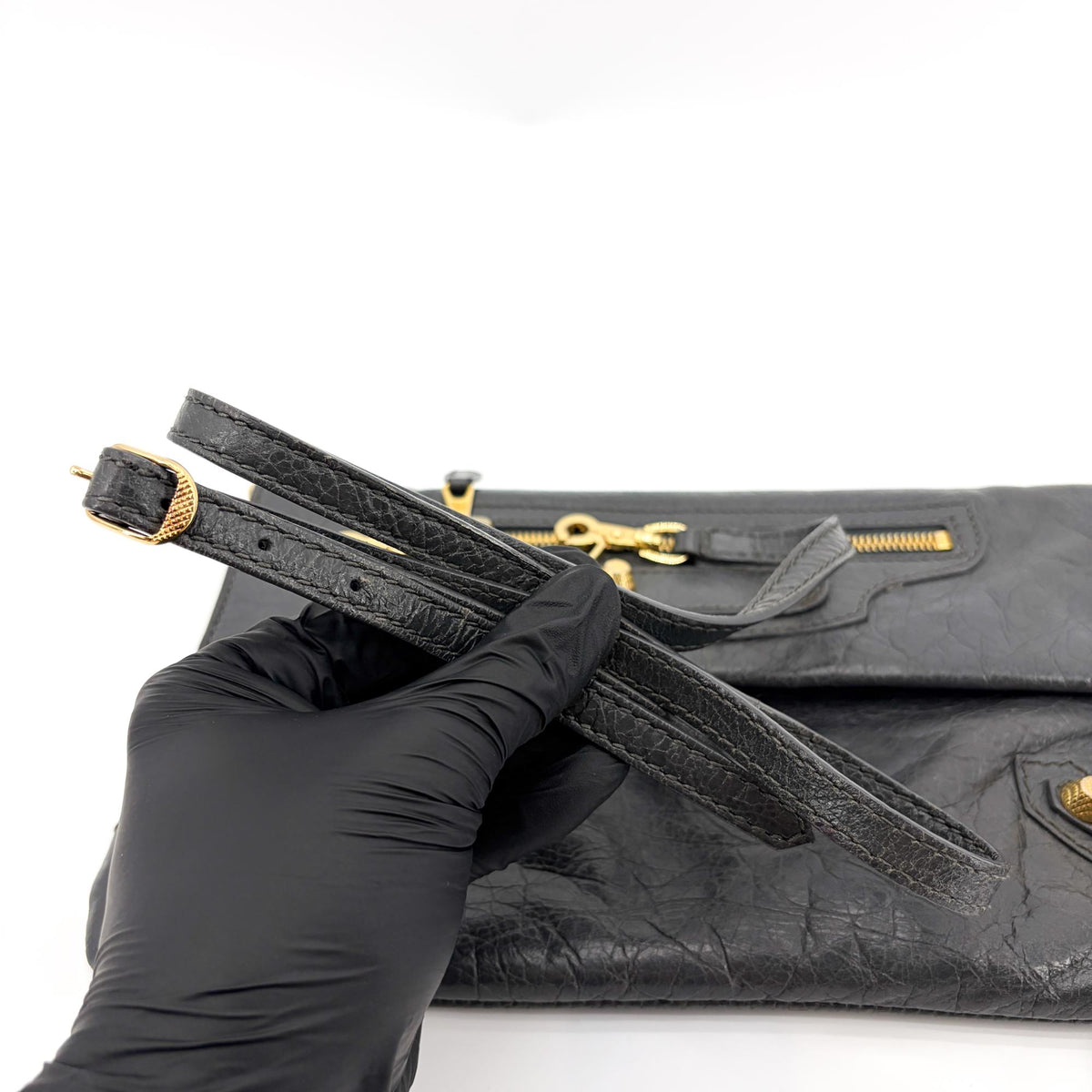 Balenciaga Giant Studs Envelope Clutch Leather Black Leather Clutche & Pouche Bag (Pre-Owned)