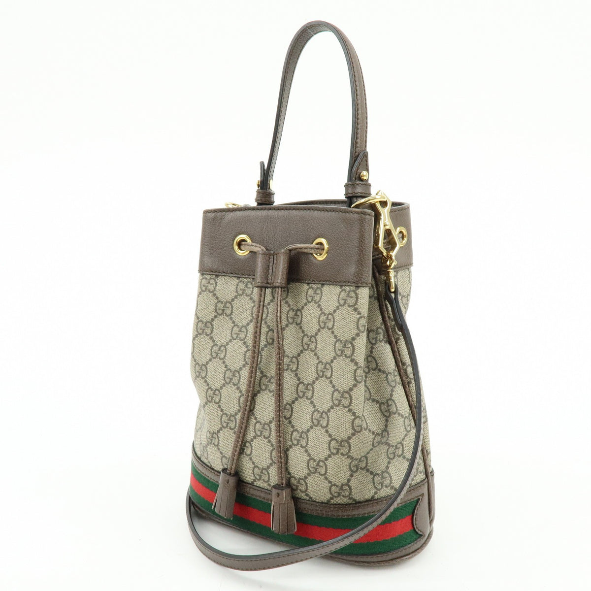 Gucci Ophidia Bucket Gg Coated Canvas Beige Canvas Handbag (Pre-Owned)