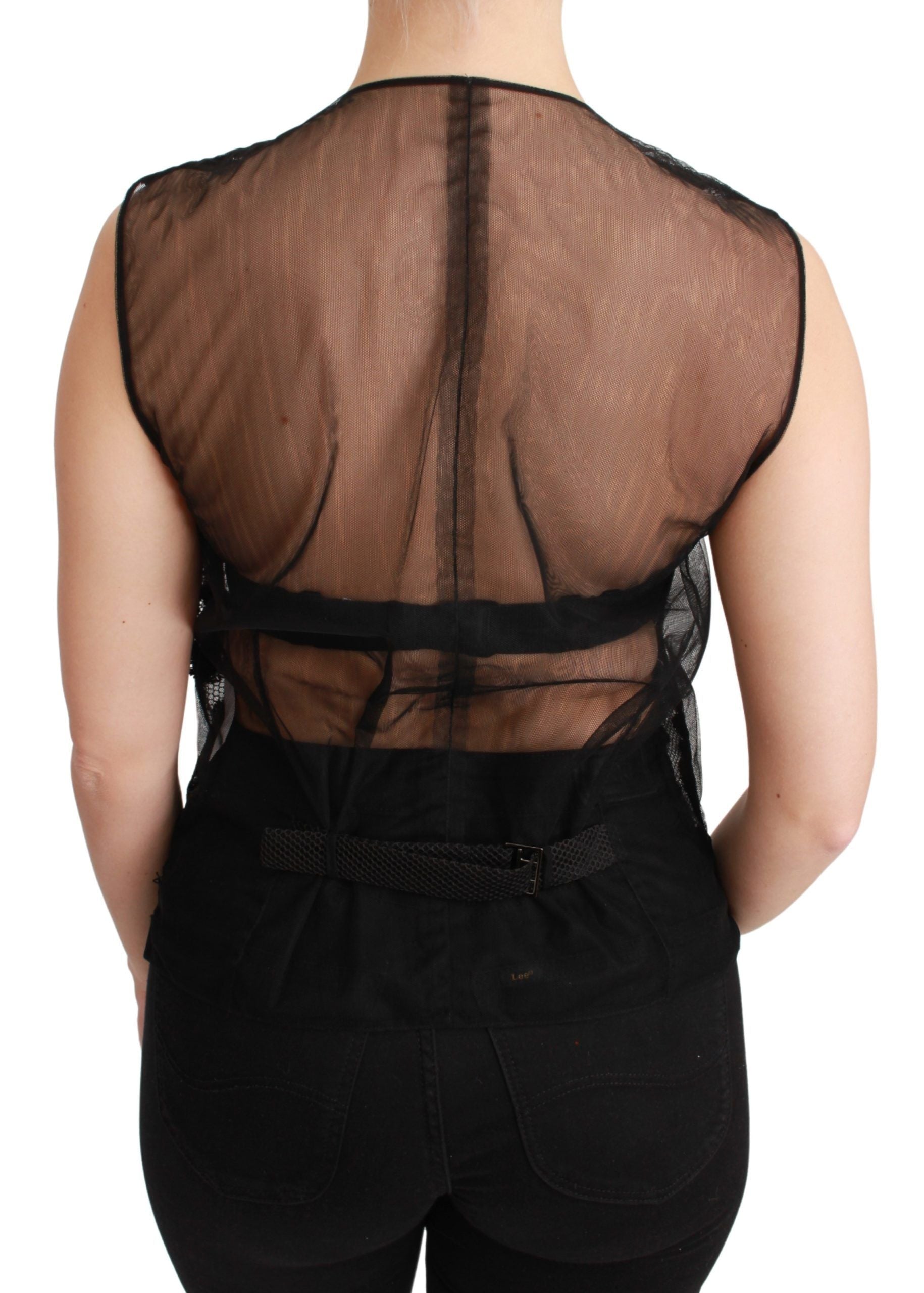 Dolce & Gabbana Black Floral Brocade Top Gilet Women's Waistcoat