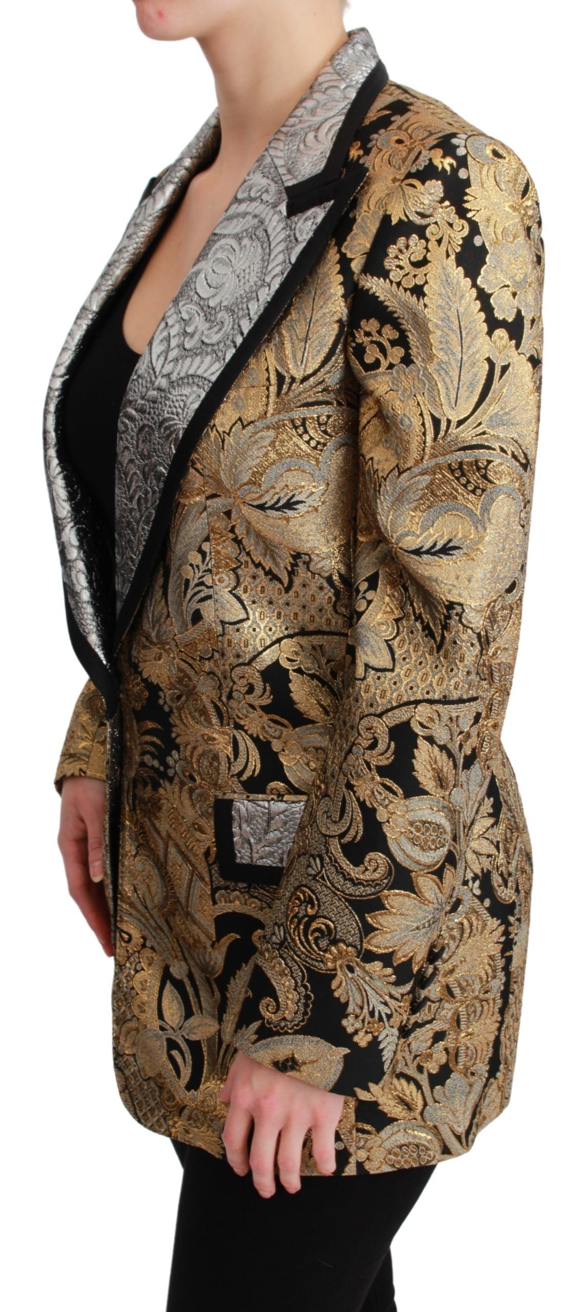 Dolce & Gabbana Black Gold Jacquard Blazer Women's Jacket