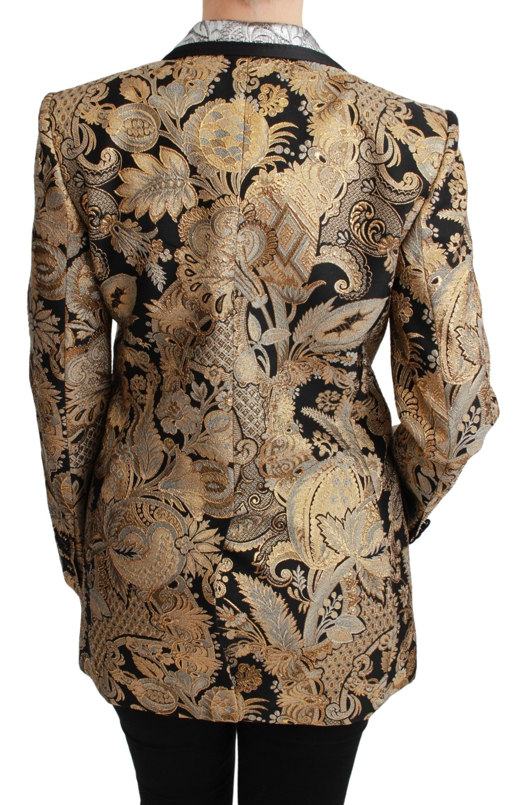 Dolce & Gabbana Black Gold Jacquard Blazer Women's Jacket