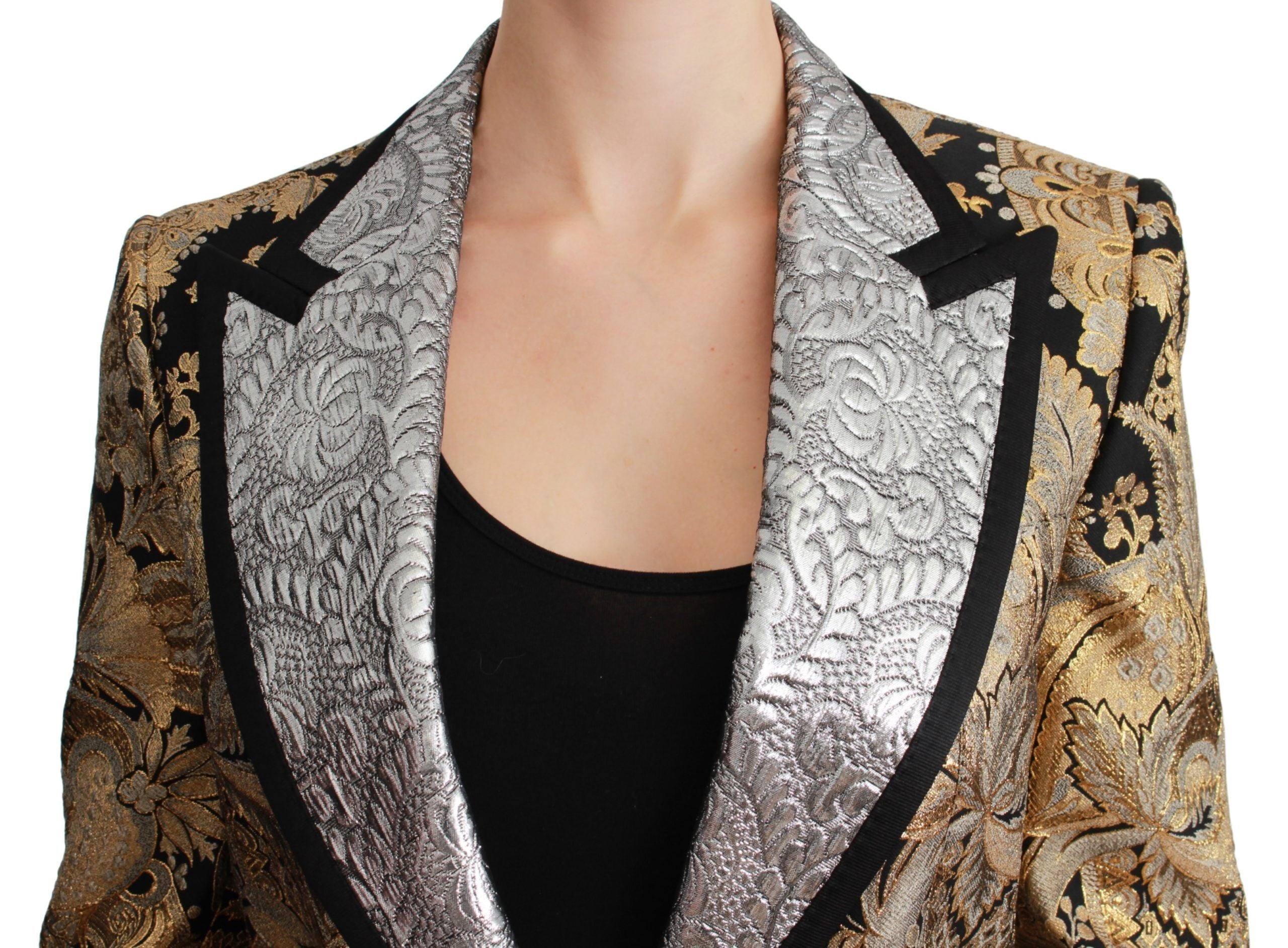 Dolce & Gabbana Elegant Gold Floral Jacquard Women's Blazer