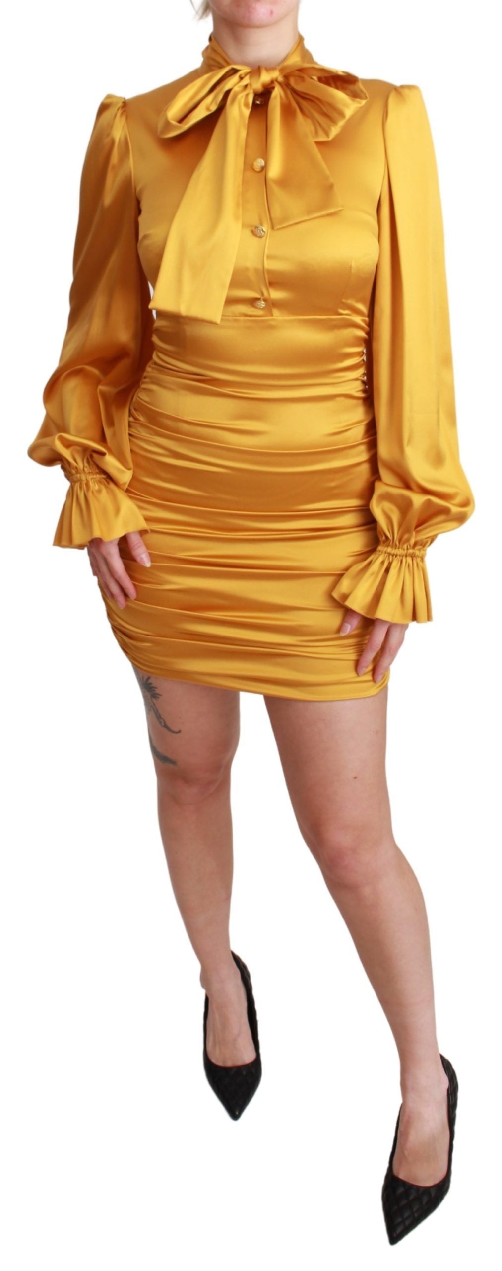 Dolce & Gabbana Radiant Yellow Silk Bodycon Mini Women's Dress