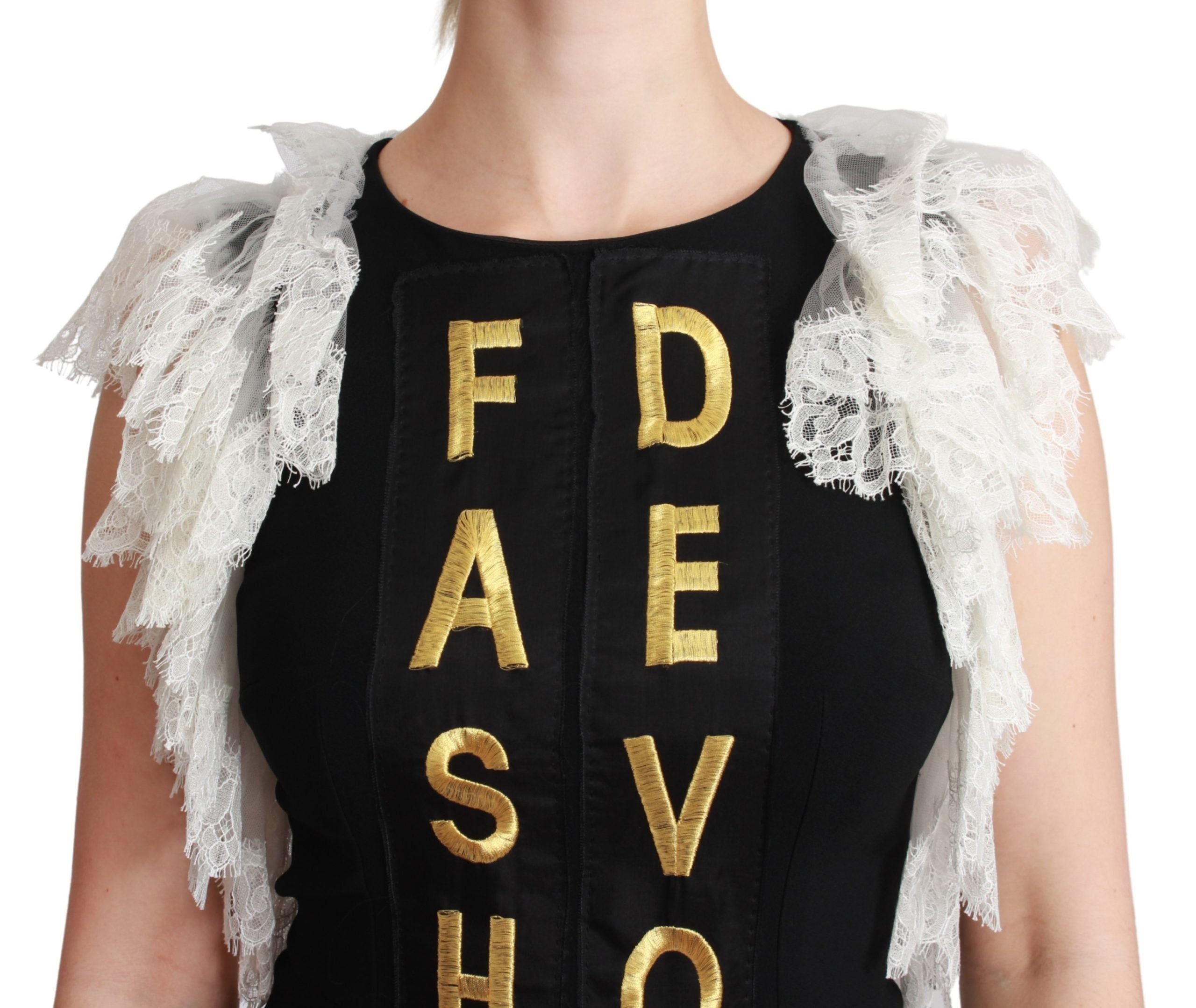 Dolce & Gabbana Chic Sleeveless Sheath Mini Dress with Lace Women's Detail