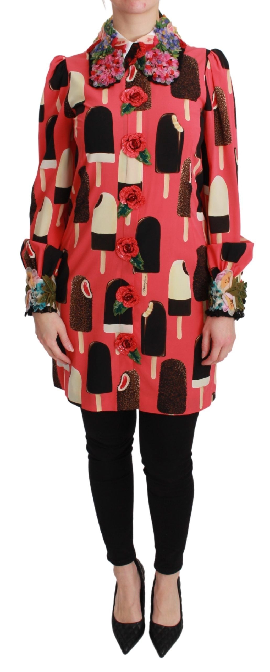 Dolce & Gabbana Pink Ice Cream Roses Sequined Women's Dress