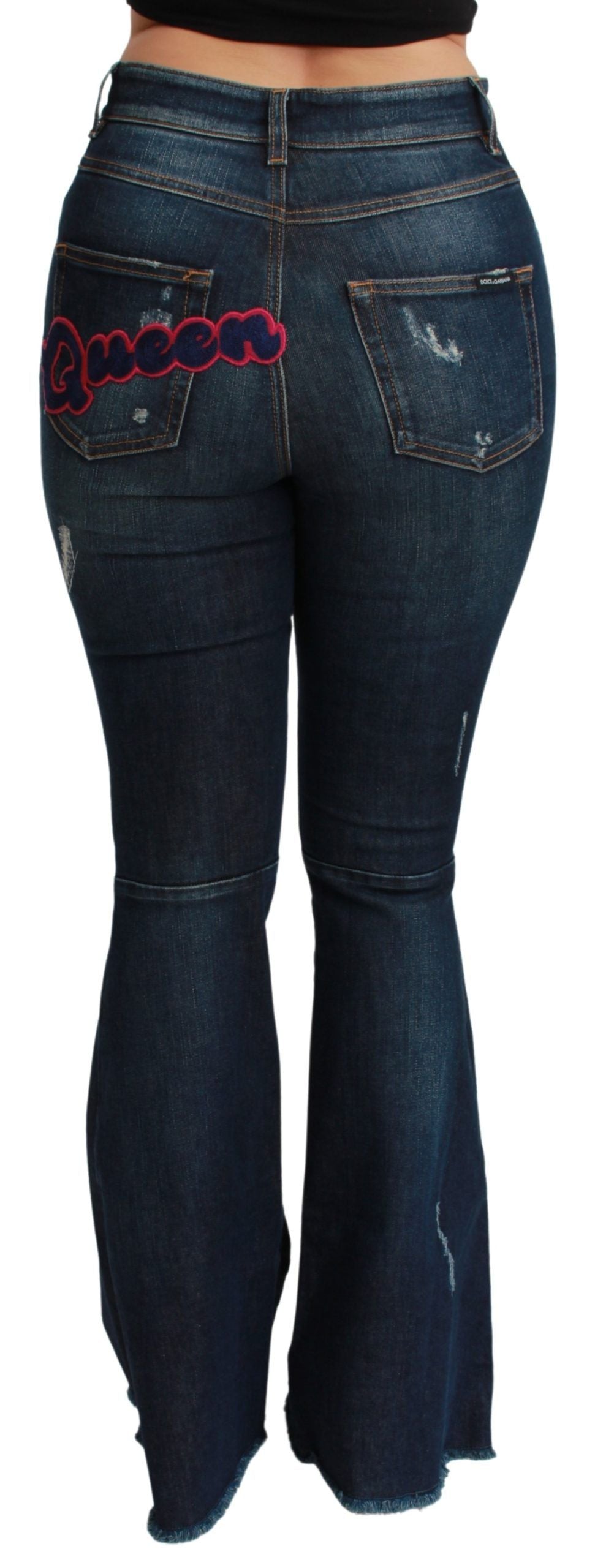 Dolce & Gabbana Blue Denim Cotton Stretch Flared Women's Jeans