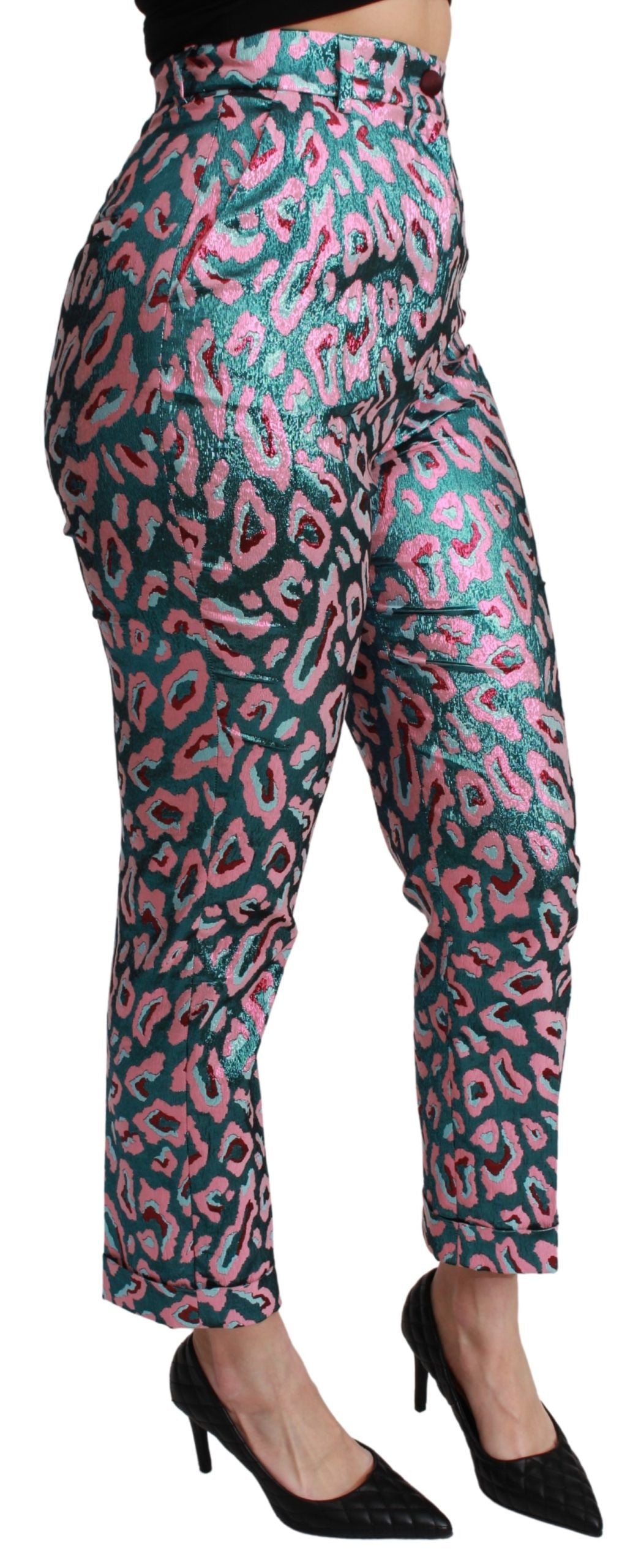 Dolce & Gabbana Multicolor Patterned Cropped High Waist Women's Pants