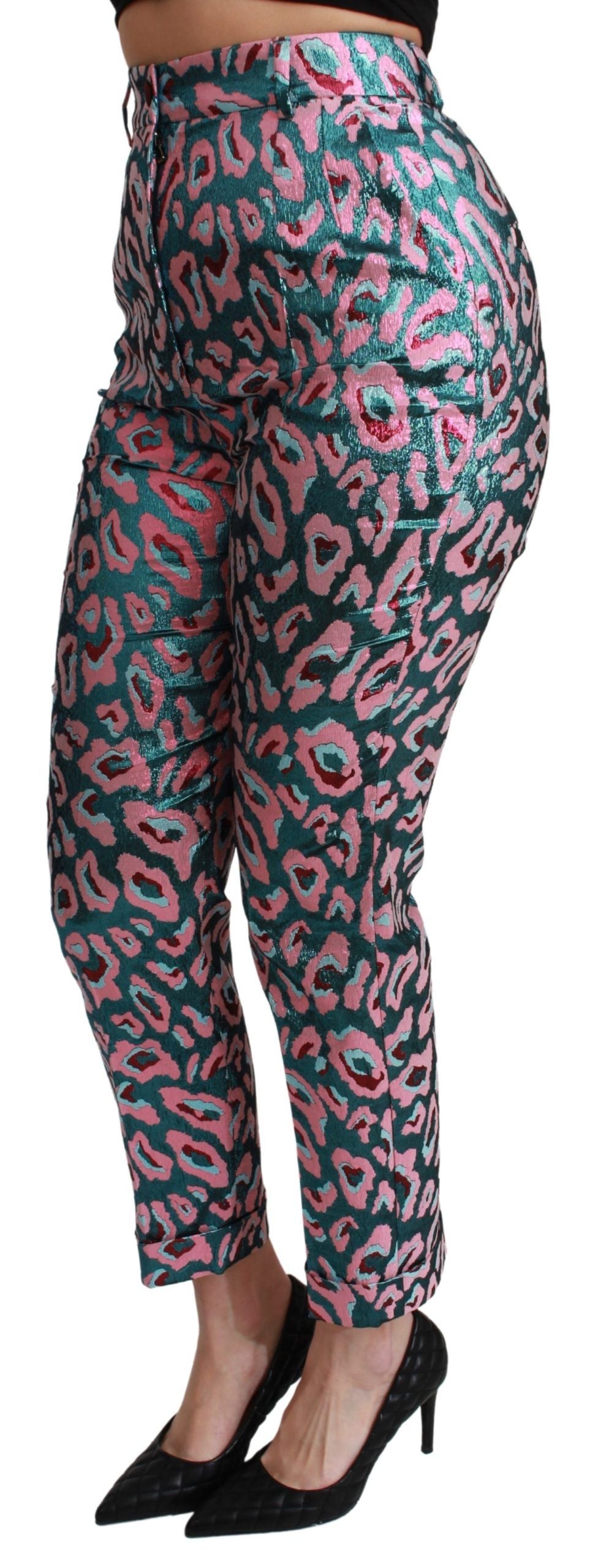 Dolce & Gabbana Multicolor Patterned Cropped High Waist Women's Pants