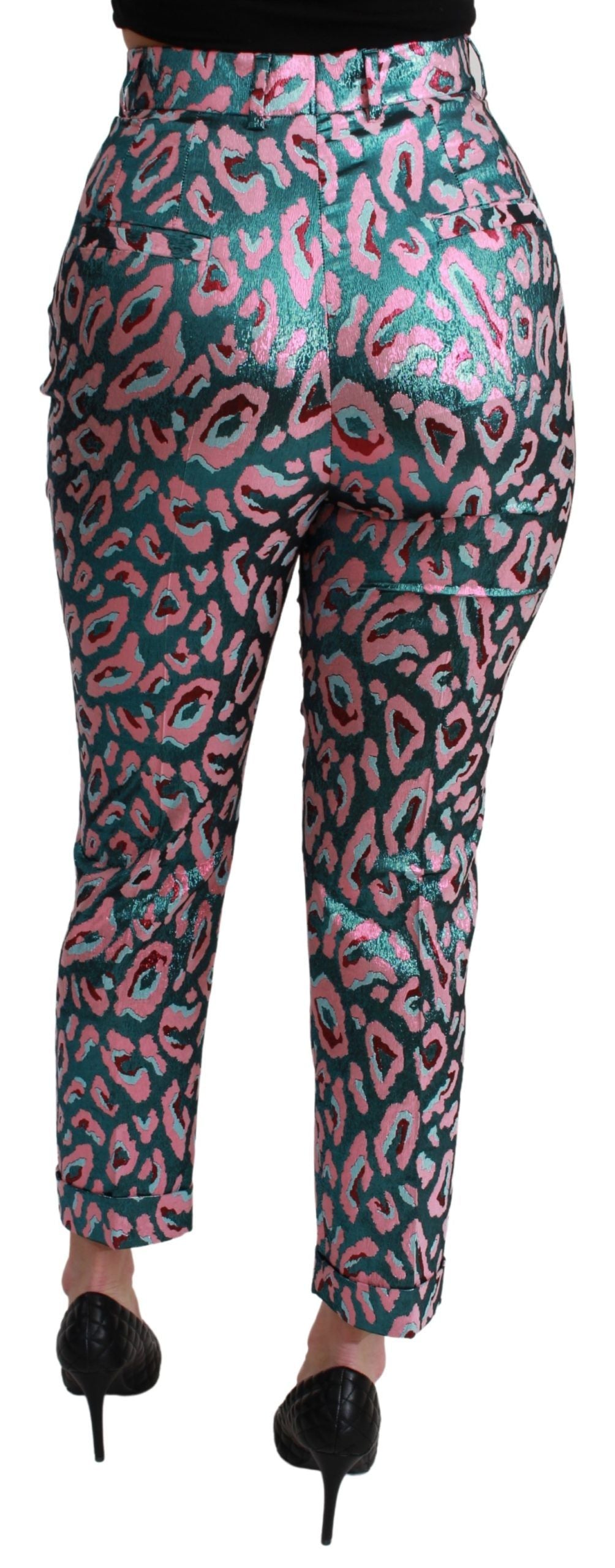 Dolce & Gabbana Multicolor Patterned Cropped High Waist Women's Pants