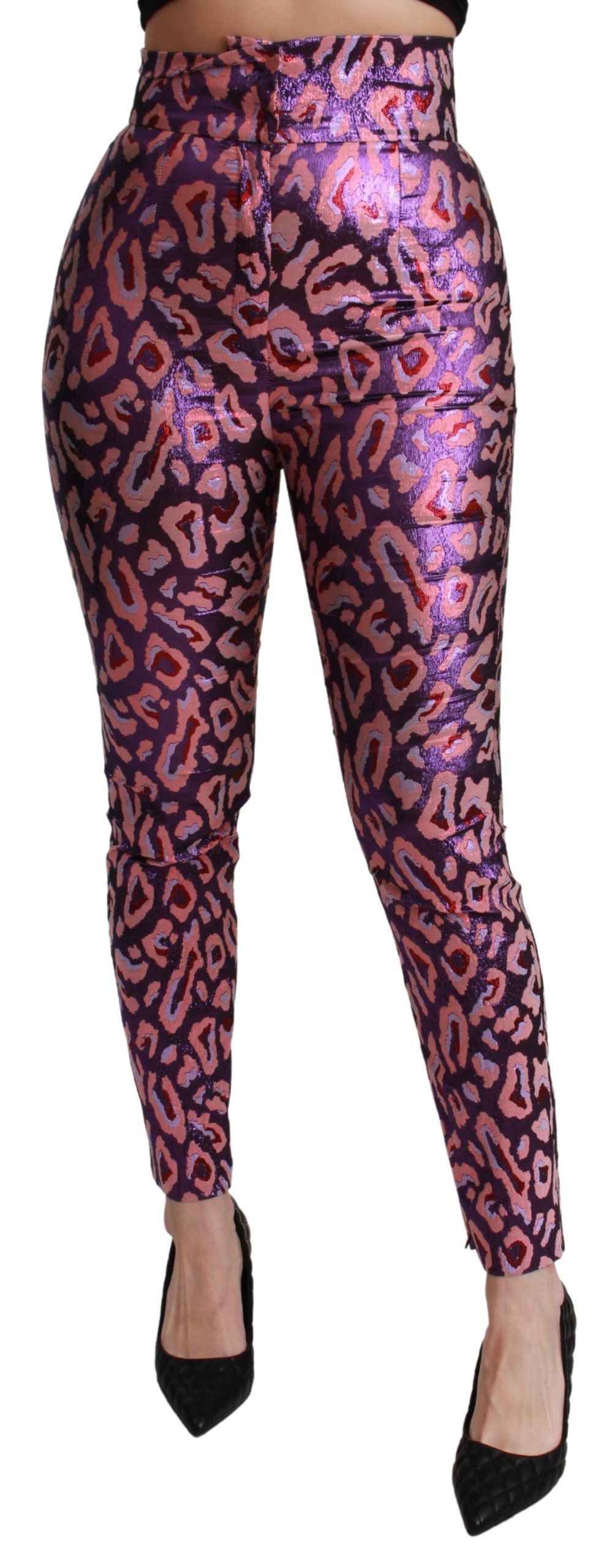 Dolce & Gabbana Multicolor Patterned Cropped High Waist Women's Pants