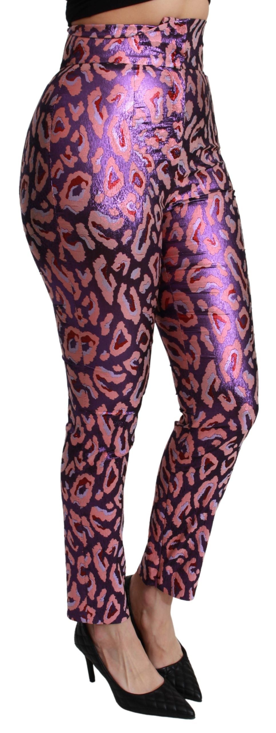 Dolce & Gabbana Multicolor Patterned Cropped High Waist Women's Pants