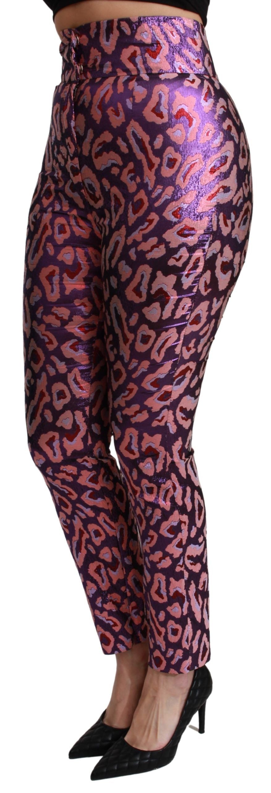 Dolce & Gabbana Multicolor Patterned Cropped High Waist Women's Pants