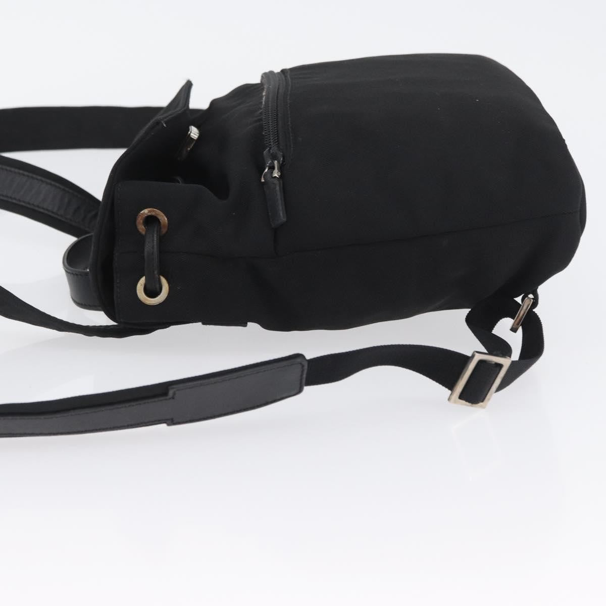 Gucci Vintage Flap Nylon Black Nylon Backpack Bag (Pre-Owned)
