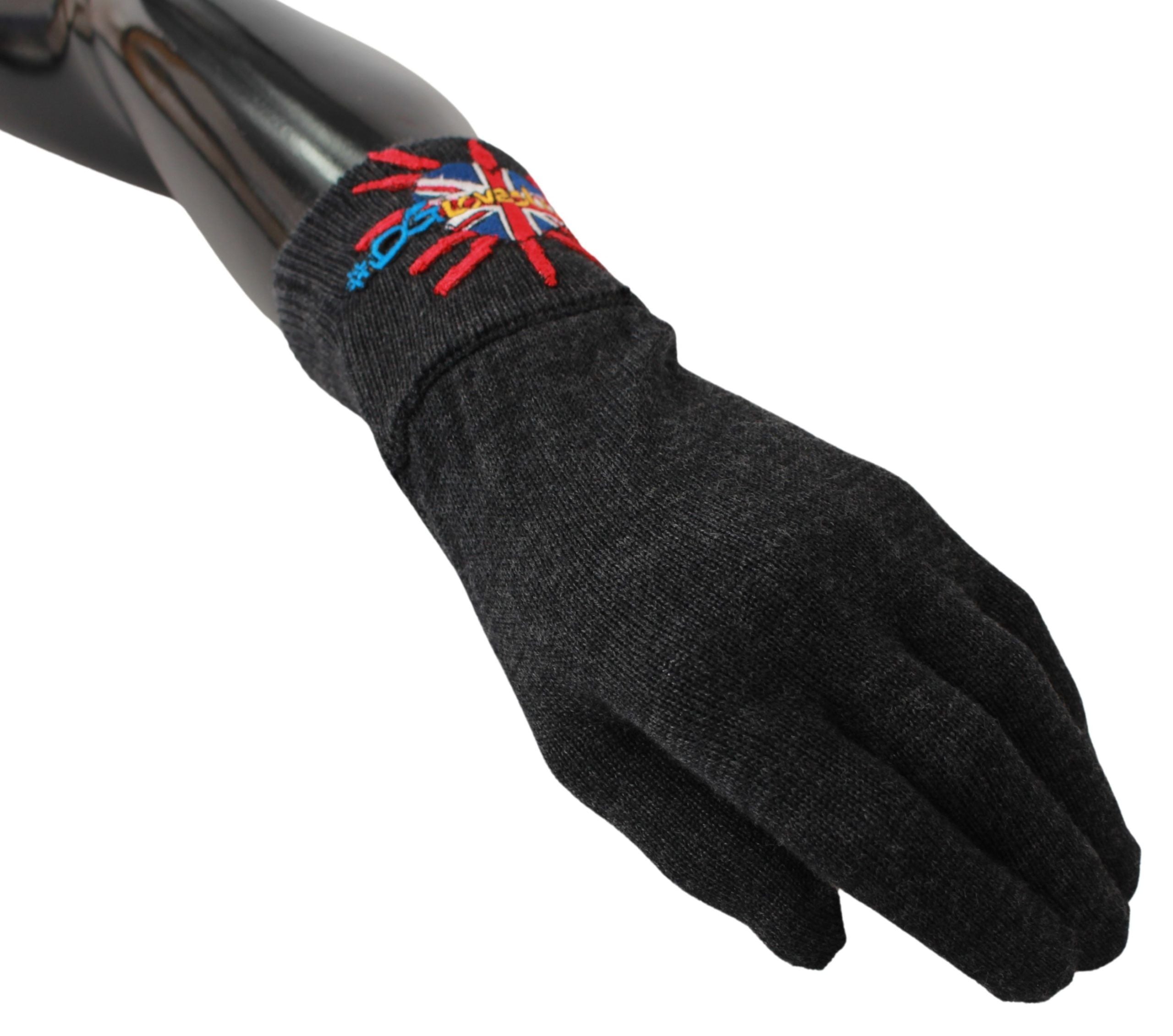 Dolce & Gabbana Gray #DMen'sLondon Embroidered Wool Men's Gloves