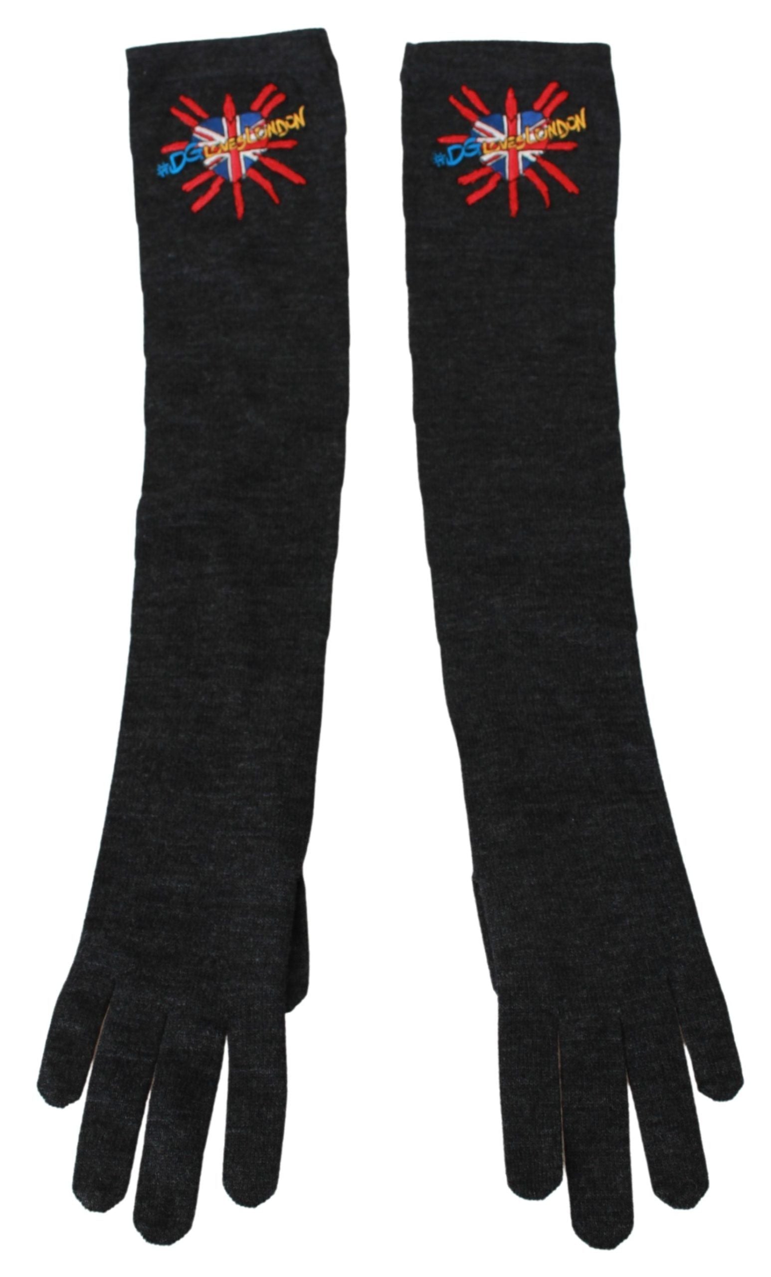 Dolce & Gabbana Gray #DWomen'sLondon Embroidered Virgin Wool Women's Gloves