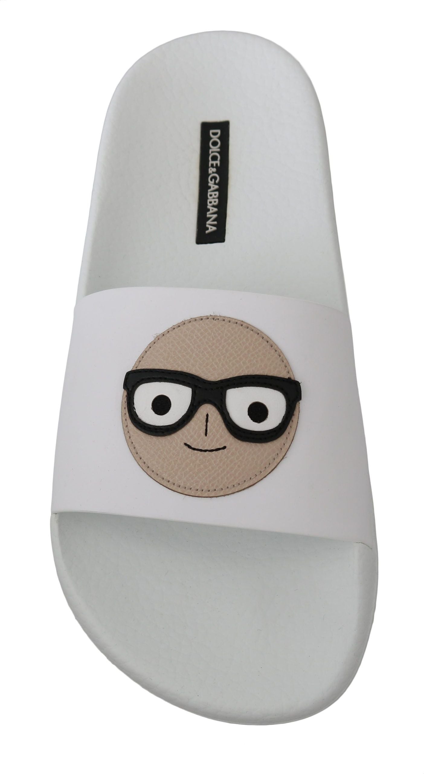 Dolce & Gabbana White Leather #dgfamily Slides Shoes Women's Sandals