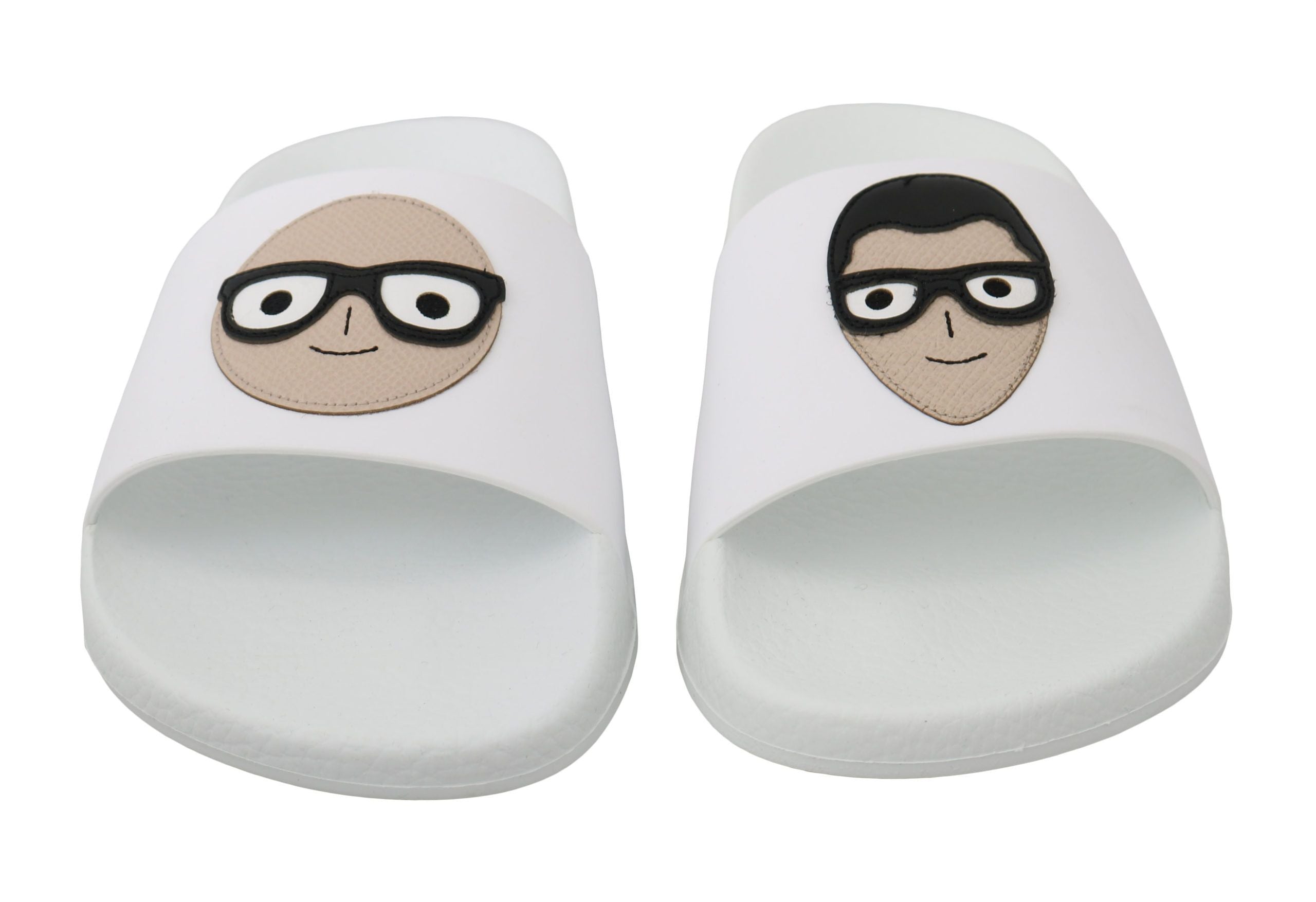 Dolce & Gabbana White Leather #dgfamily Slides Shoes Women's Sandals