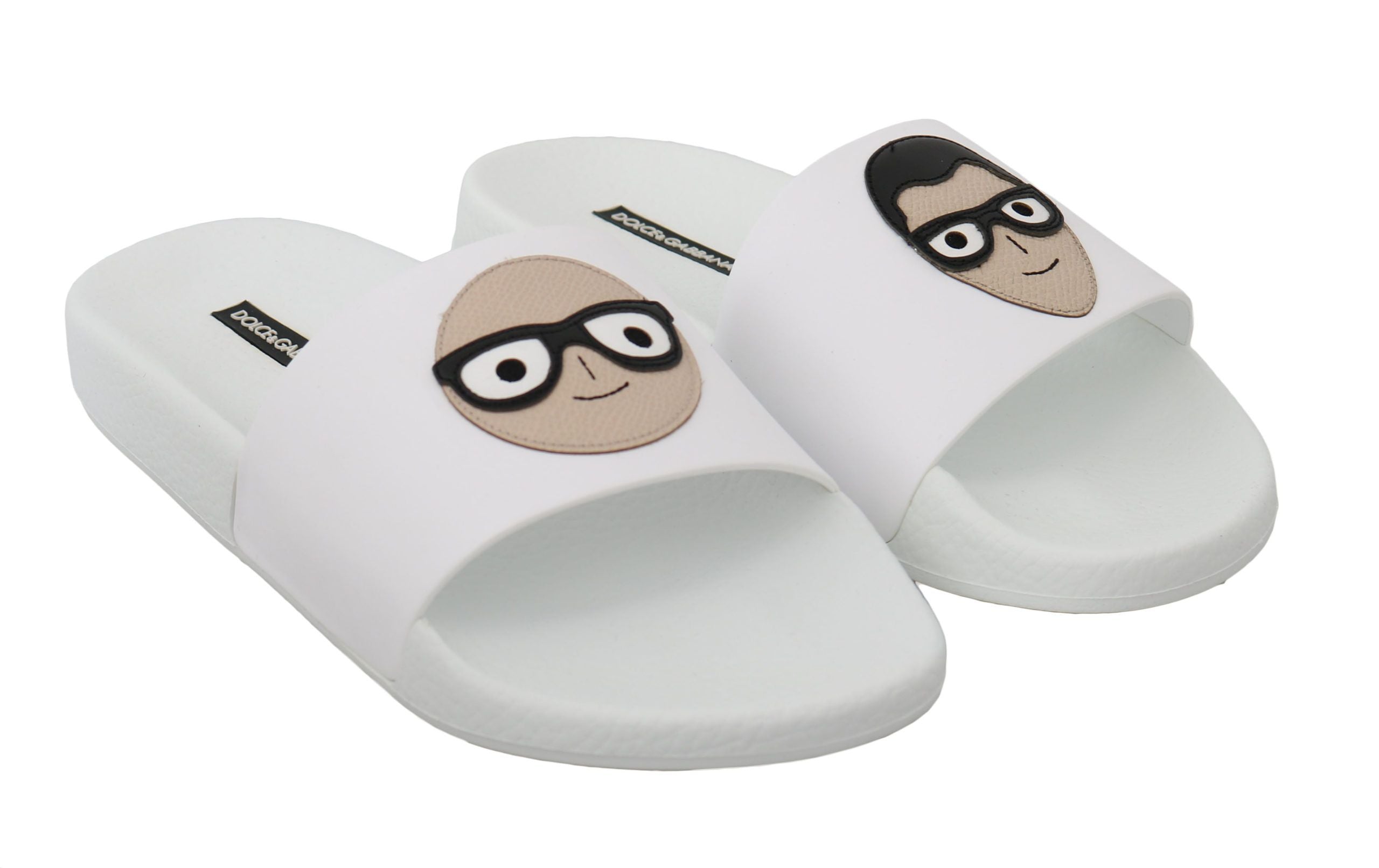 Dolce & Gabbana White Leather #dgfamily Slides Shoes Women's Sandals